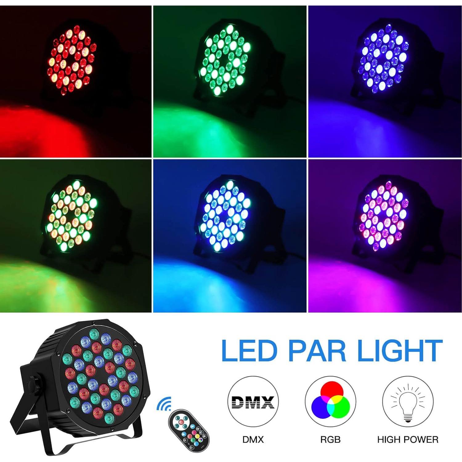 Luces de escenario LED U`King 36W RGB 4 paquetes DMX