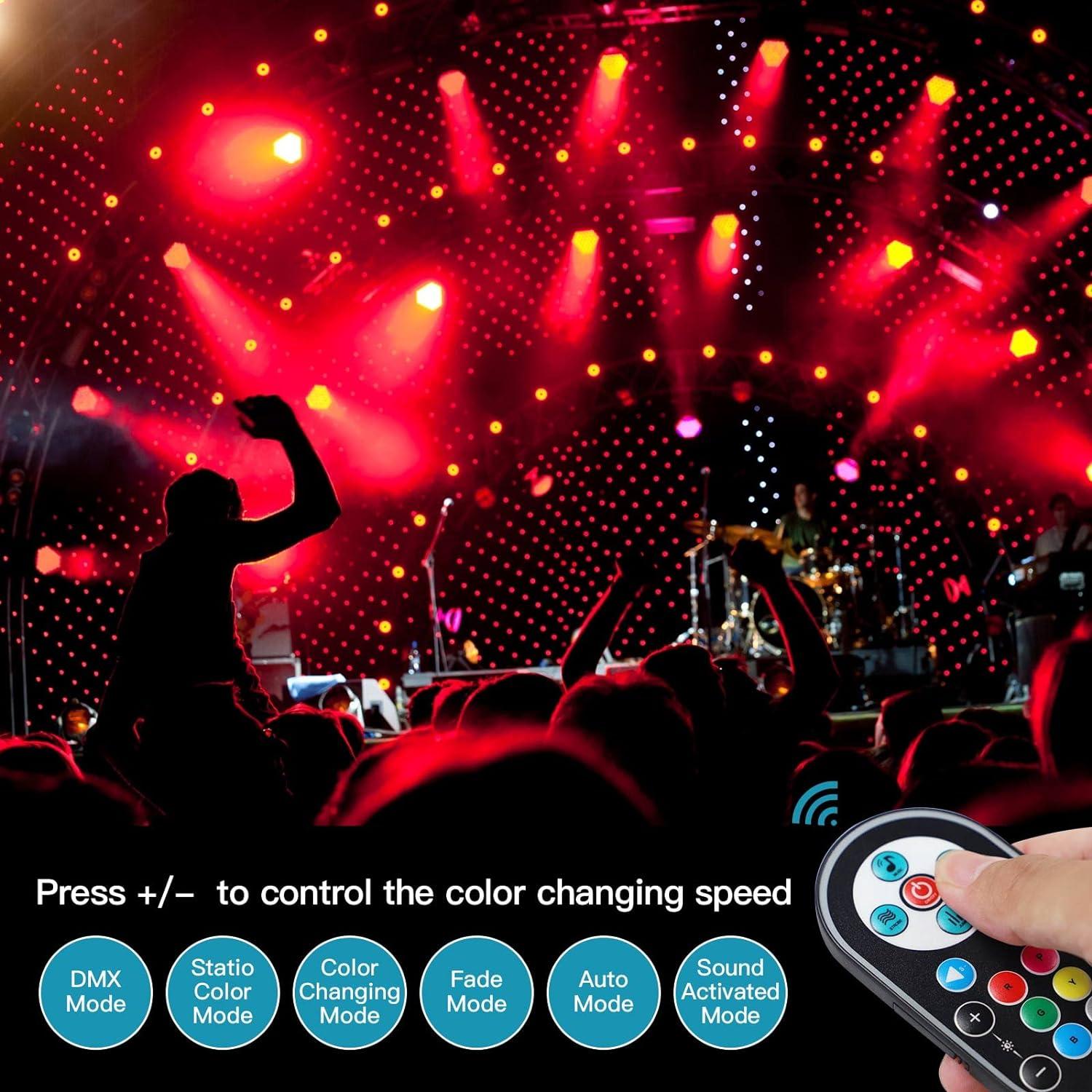 Luces de escenario LED U`King 36W RGB 4 paquetes DMX