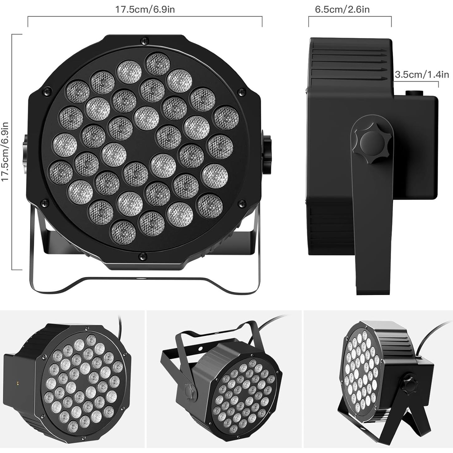 Luces de escenario LED U`King 36W RGB 4 paquetes DMX