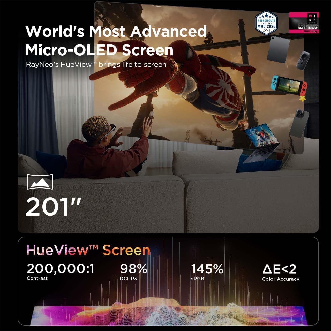 Gafas AR RayNeo Air 3s con Pantalla HueView 201" FHD 120Hz