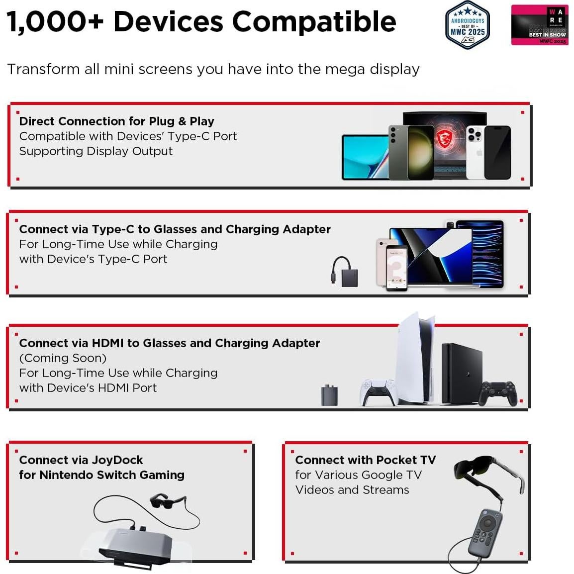 Gafas AR RayNeo Air 3s con Pantalla HueView 201" FHD 120Hz