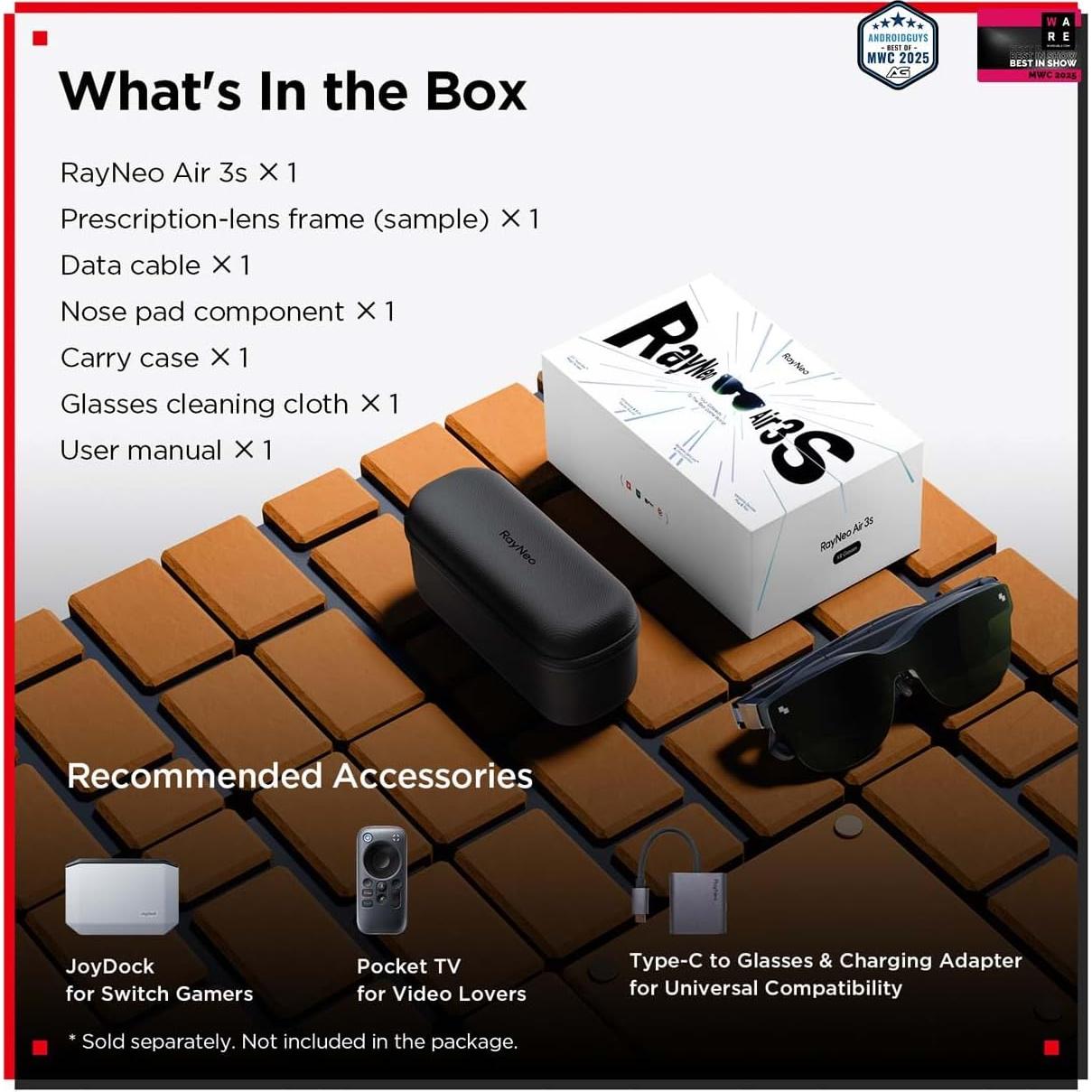 Gafas AR RayNeo Air 3s con Pantalla HueView 201" FHD 120Hz