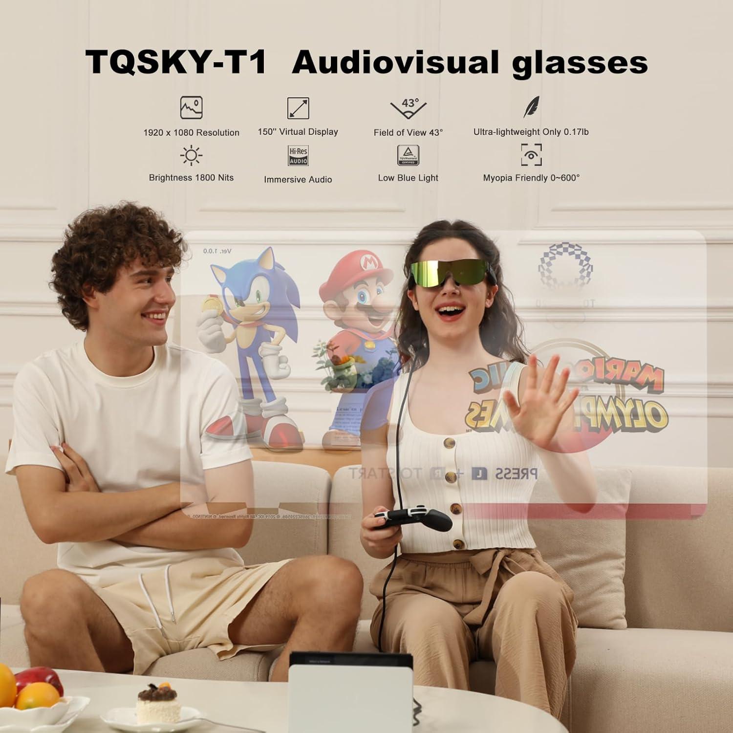 Gafas Inteligentes TQSKY T1 con T-Box, Pantalla 150'' HD