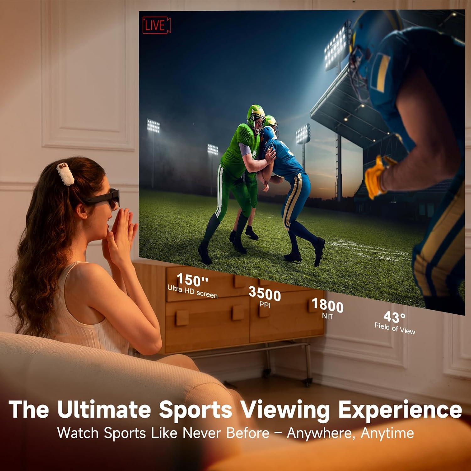 Gafas Inteligentes TQSKY T1 con T-Box, Pantalla HD 150"