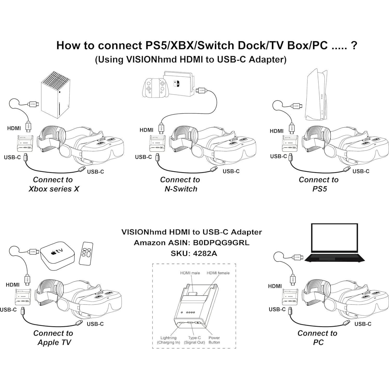 Gafas de Video Inmersivas Bigeyes H5 Pro USB-C con Altavoces