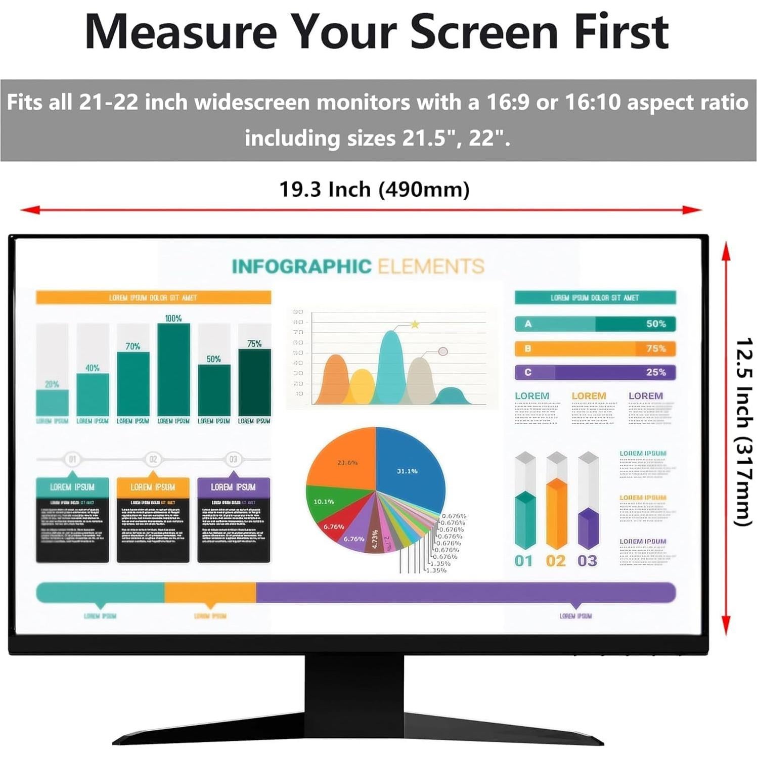 Filtro de Privacidad Pozlle 21-22" Antirreflejo y Luz Azul