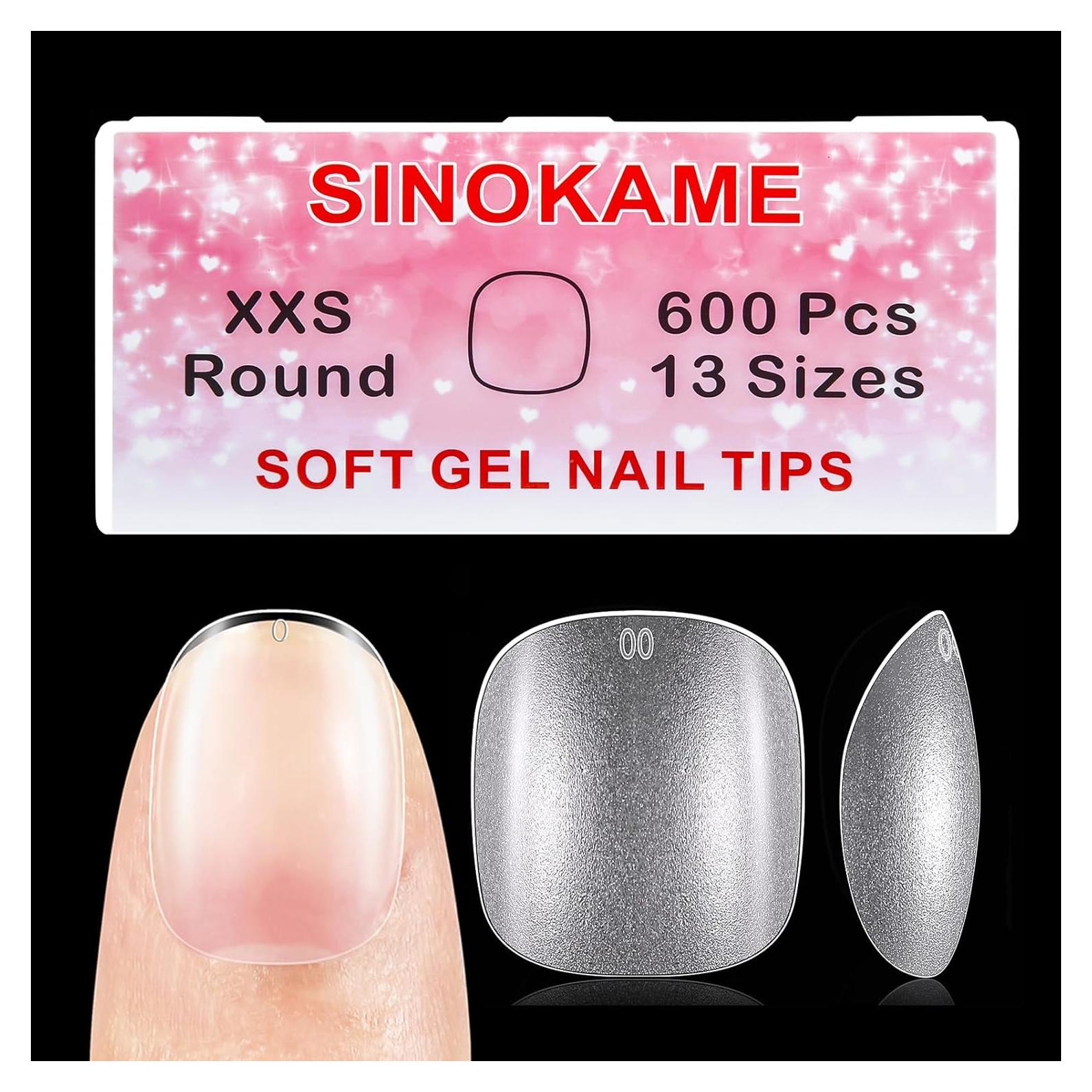 Consejos de Uñas de Gel Redondos SINOKAME 600 Piezas Extra Cortos