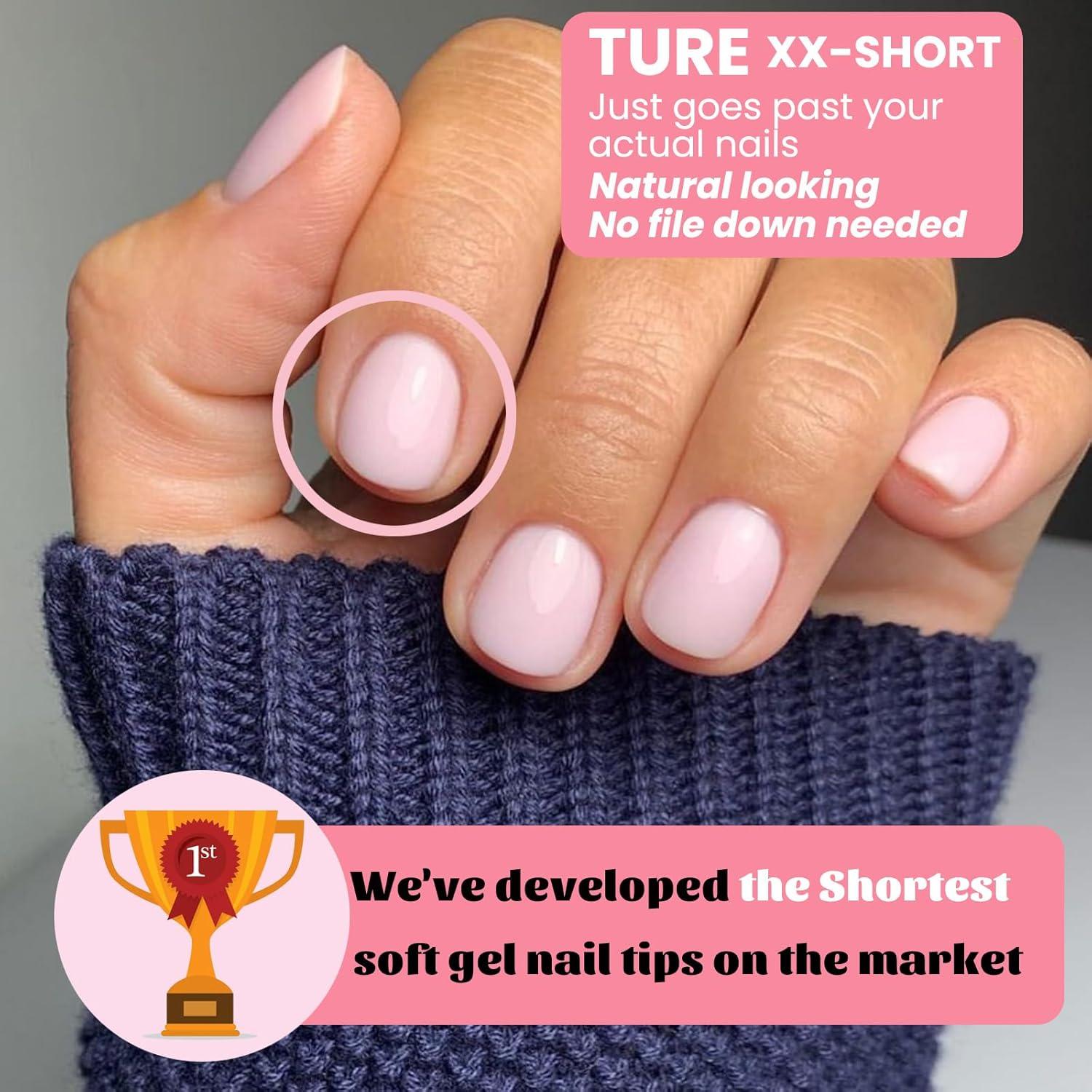 Consejos de Uñas de Gel Redondos SINOKAME 600 Piezas Extra Cortos