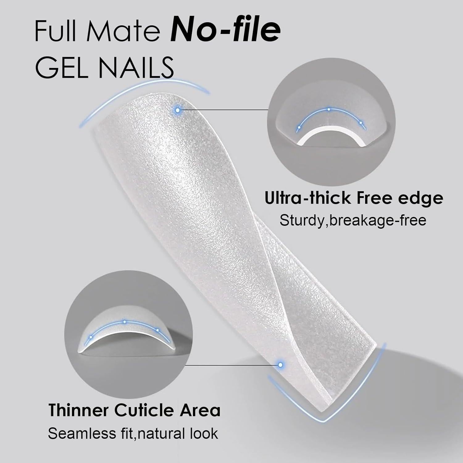 Consejos de Uñas de Gel Redondos SINOKAME 600 Piezas Extra Cortos