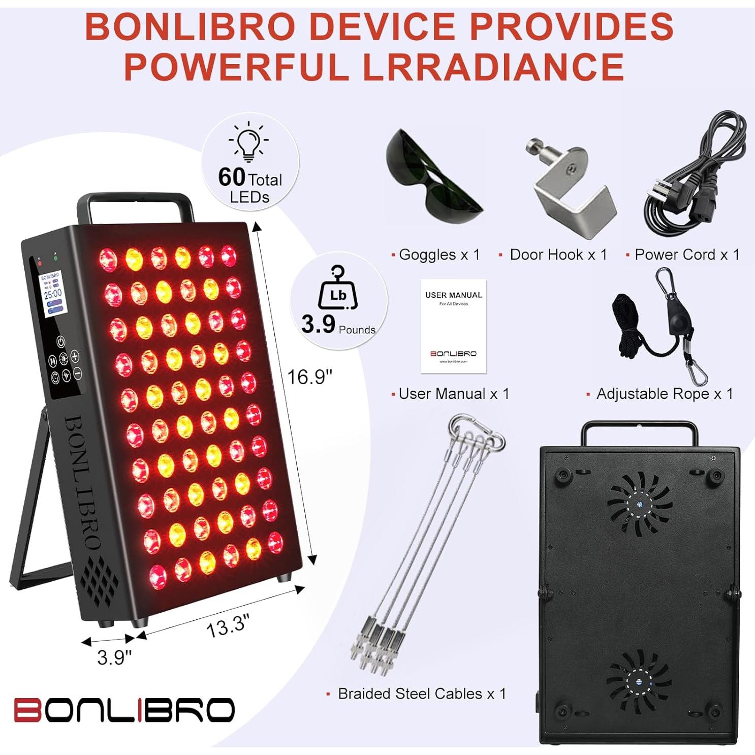 Panel de Terapia de Luz Roja BONLIBRO 50x31cm Alivio Dolor