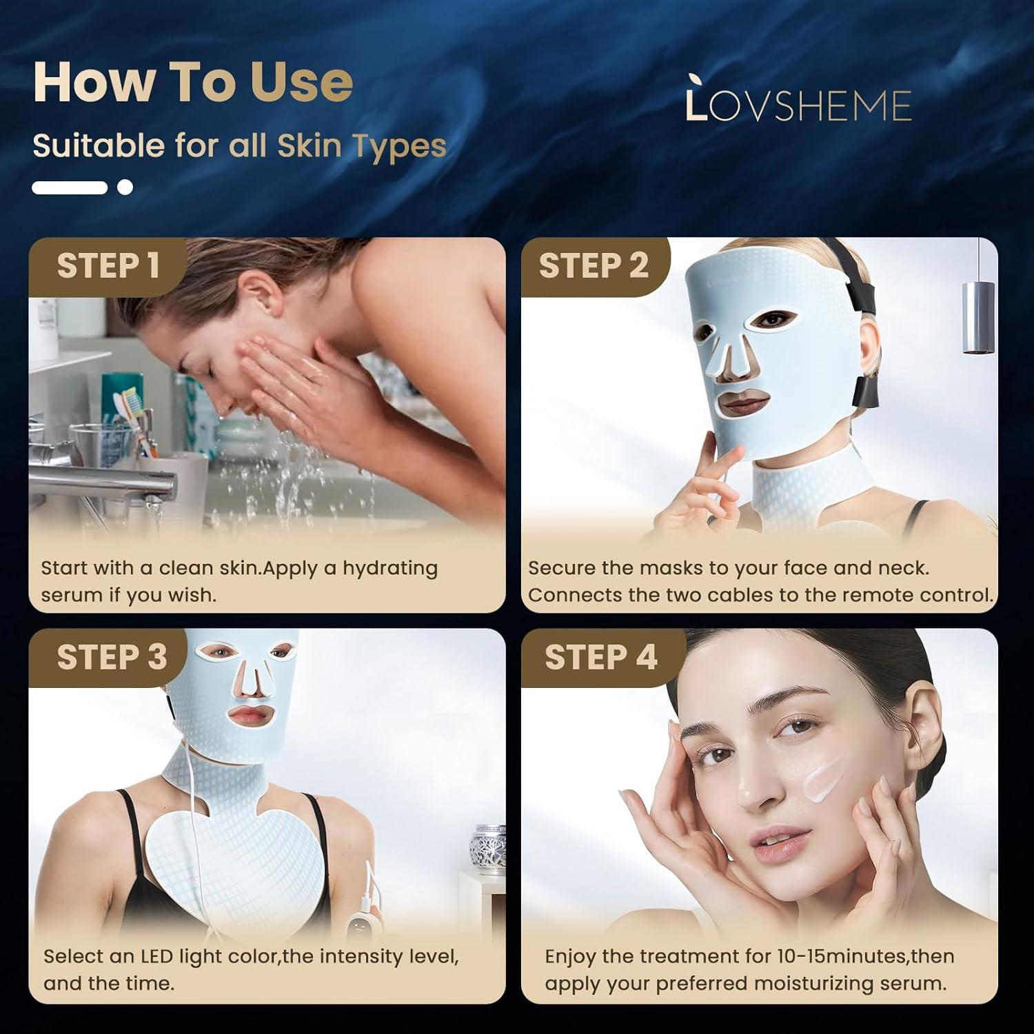 Máscara de Luz LED Lovsheme para Cara y Cuello 4 Colores