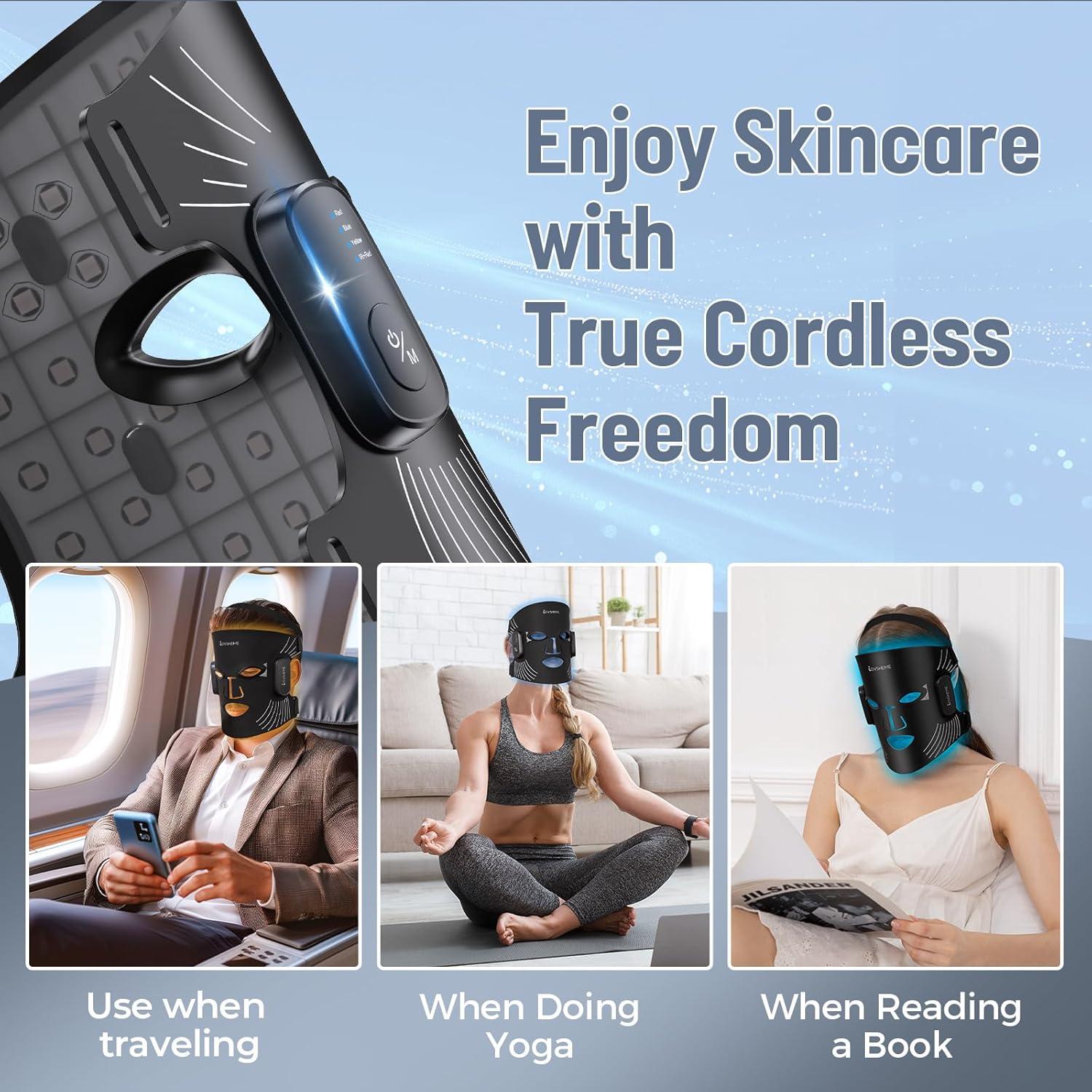 Máscara de Terapia de Luz Roja Inalámbrica Lovsheme 320 LEDs 4 Modos