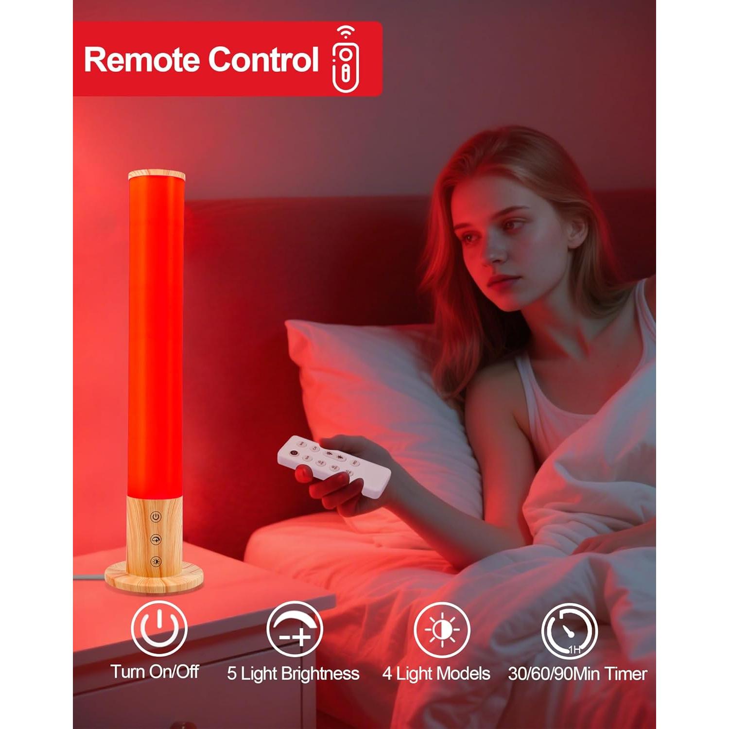 Lámpara de Noche GlowPillar con Luz Roja y Control Remoto