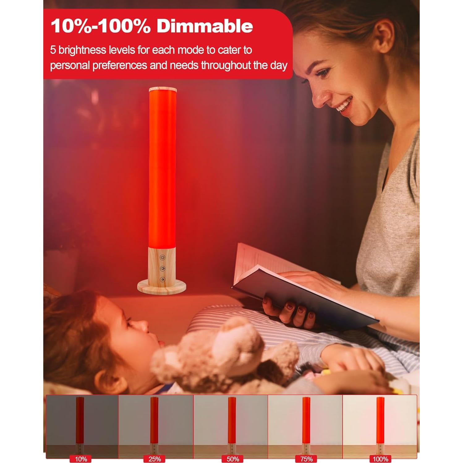 Lámpara de Noche GlowPillar con Luz Roja y Control Remoto