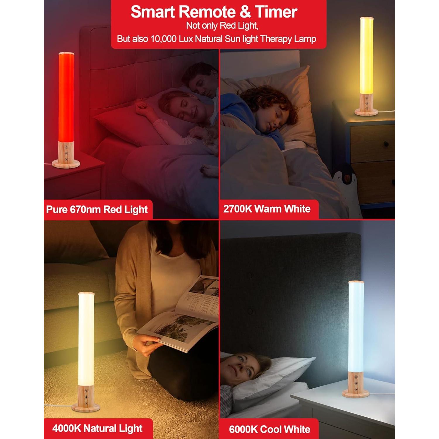 Lámpara de Noche GlowPillar con Luz Roja y Control Remoto