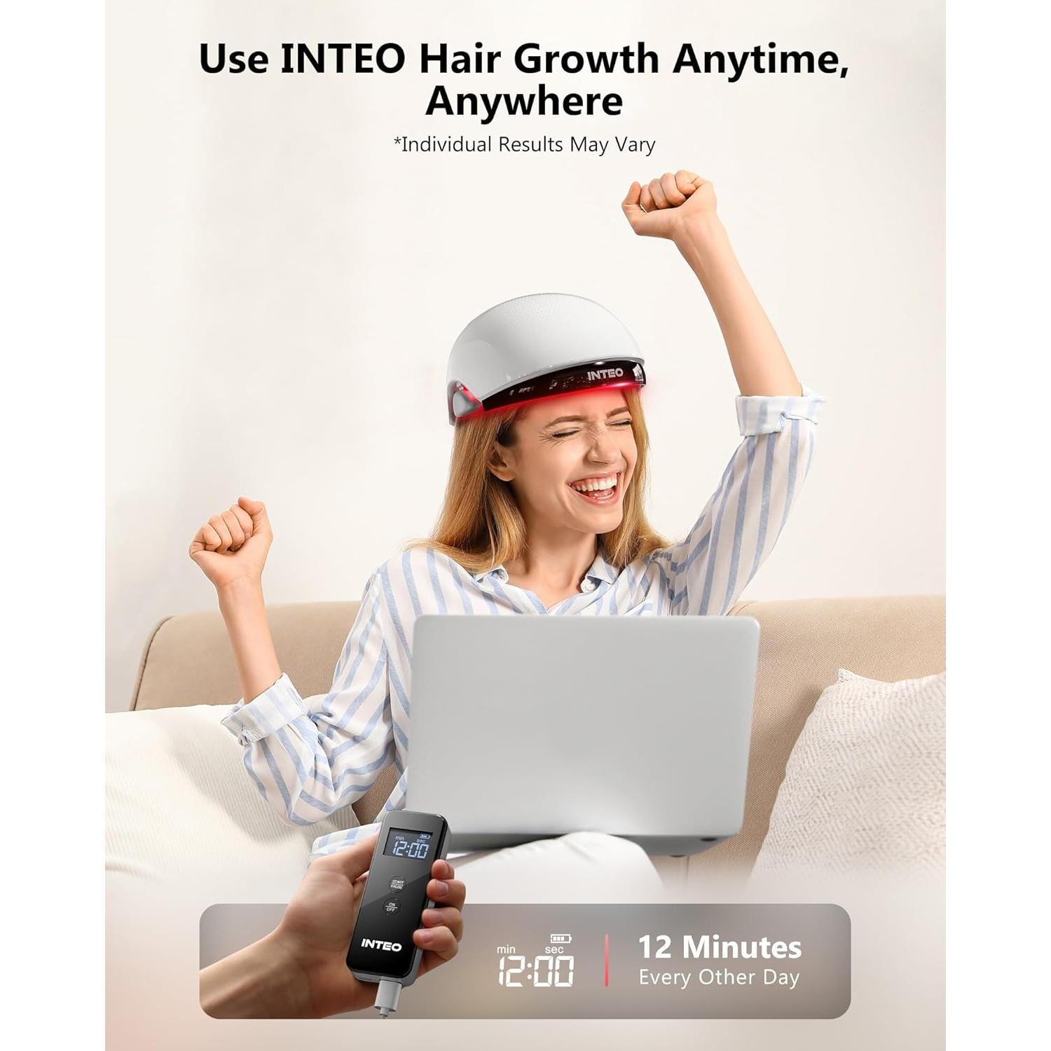 Gorro de Crecimiento del Cabello INTEO con Láser 162 LEDs - Aprobado por la FDA