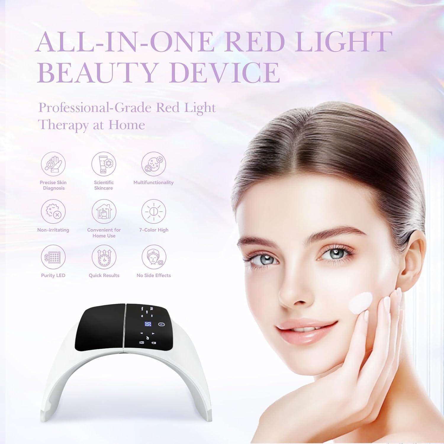 Máscara de Terapia de Luz Roja LED Duevie 7 en 1 Cuidado Facial