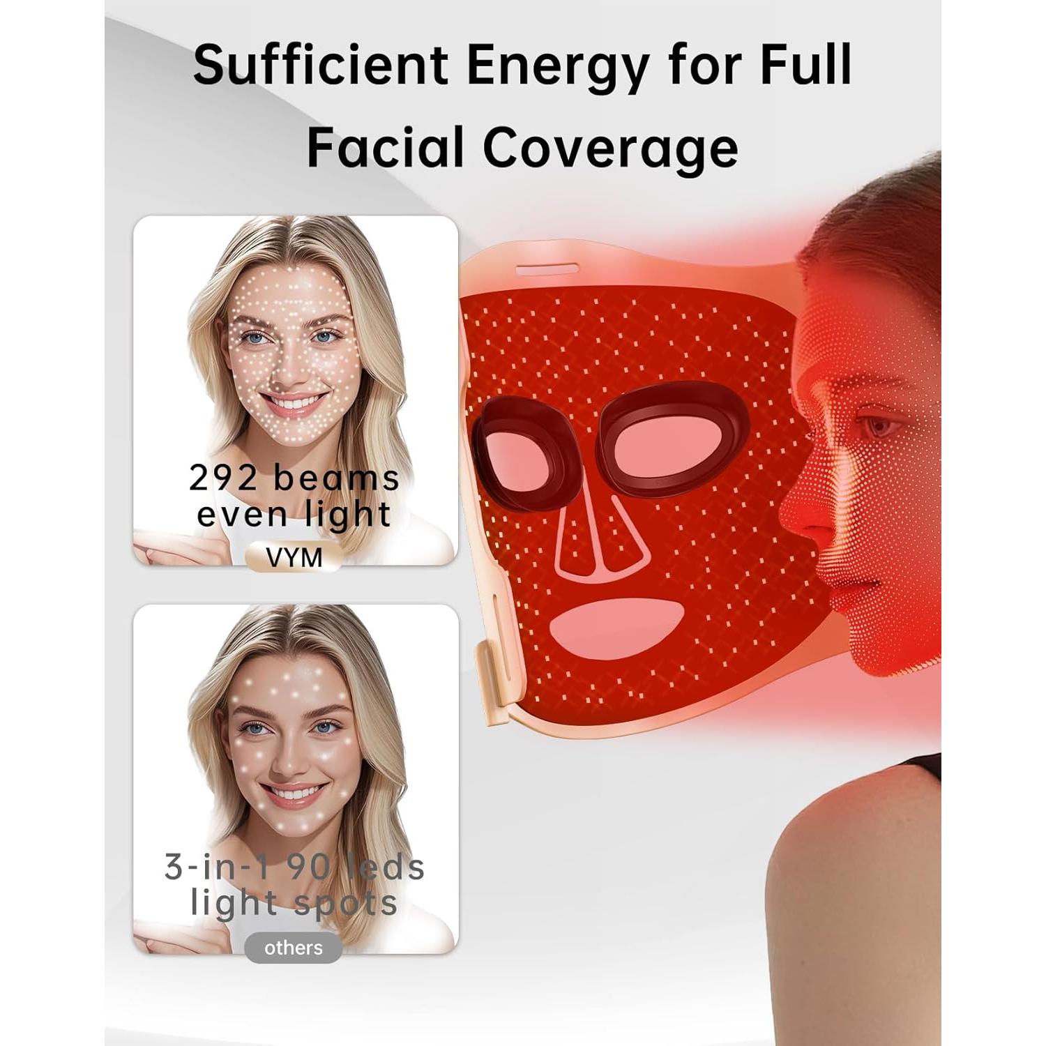 Máscara de Terapia de Luz Infrarroja VYM - Cuidado Facial 130g