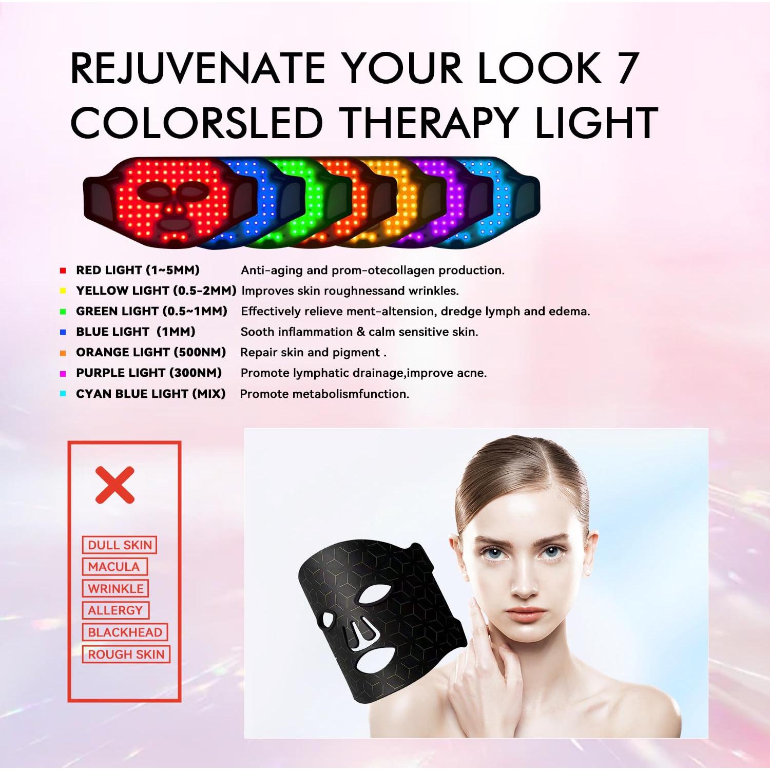 Máscara de Terapia de Luz Roja Duevie FM-002 7 Colores 400 LEDs