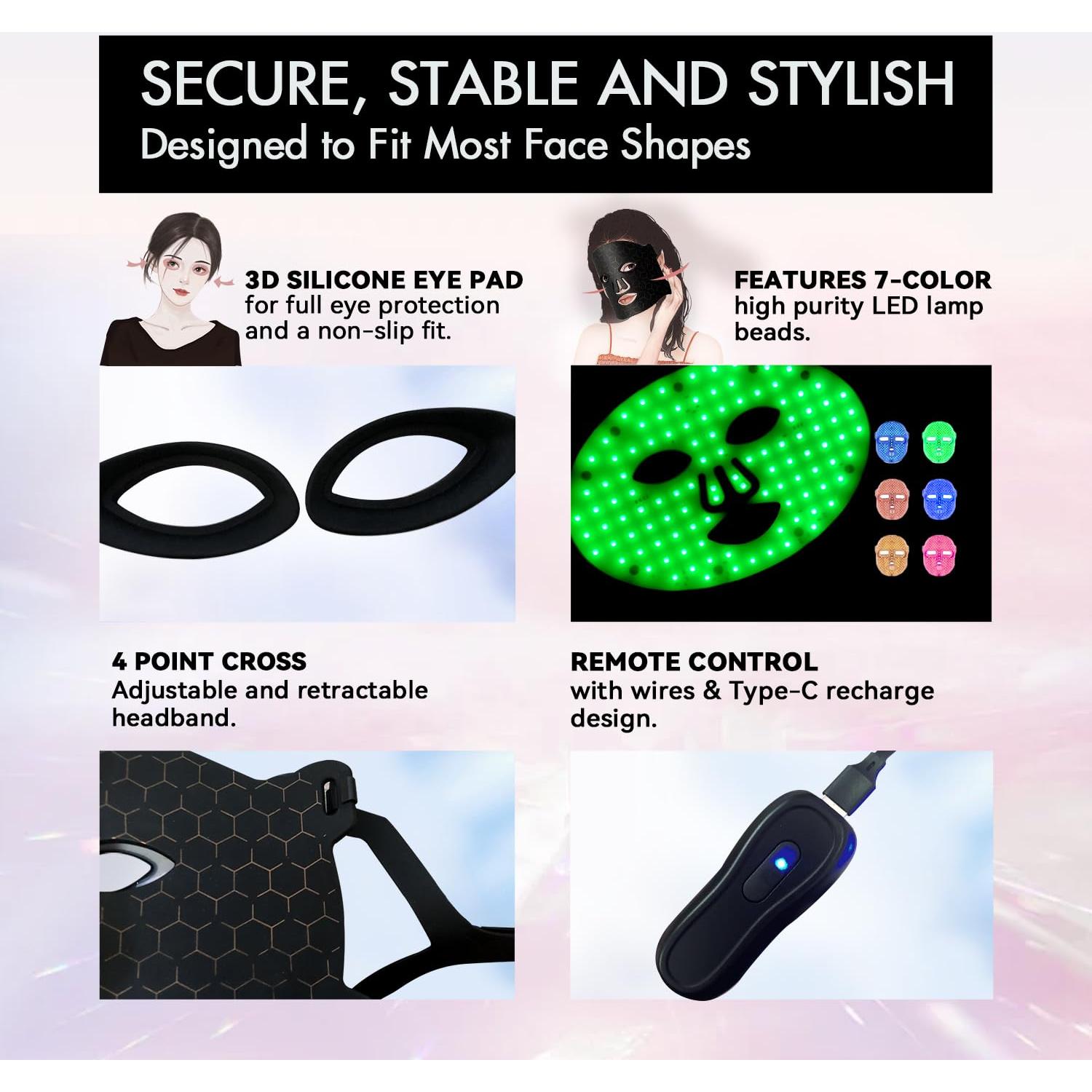 Máscara de Terapia de Luz Roja Duevie FM-002 7 Colores 400 LEDs