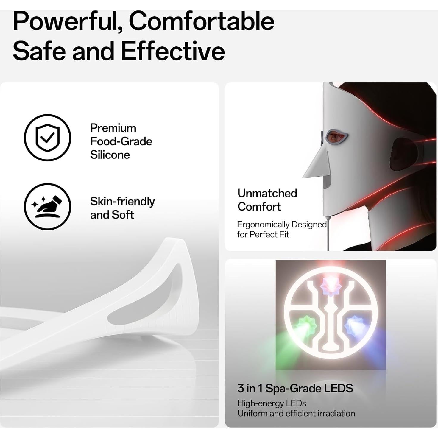 Máscara de Luz Roja Facego para Cara y Cuello - 7 Colores, Portátil