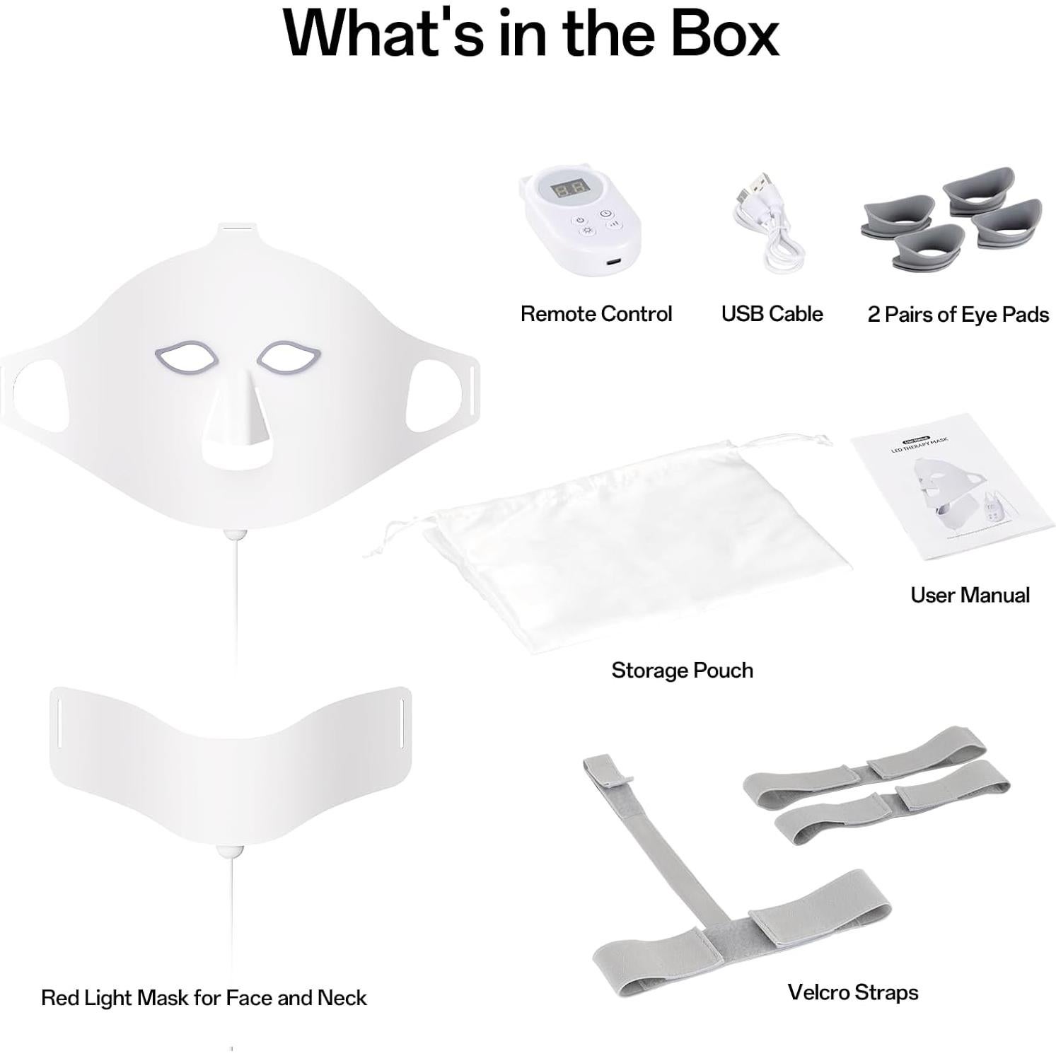 Máscara de Luz Roja Facego para Cara y Cuello - 7 Colores, Portátil