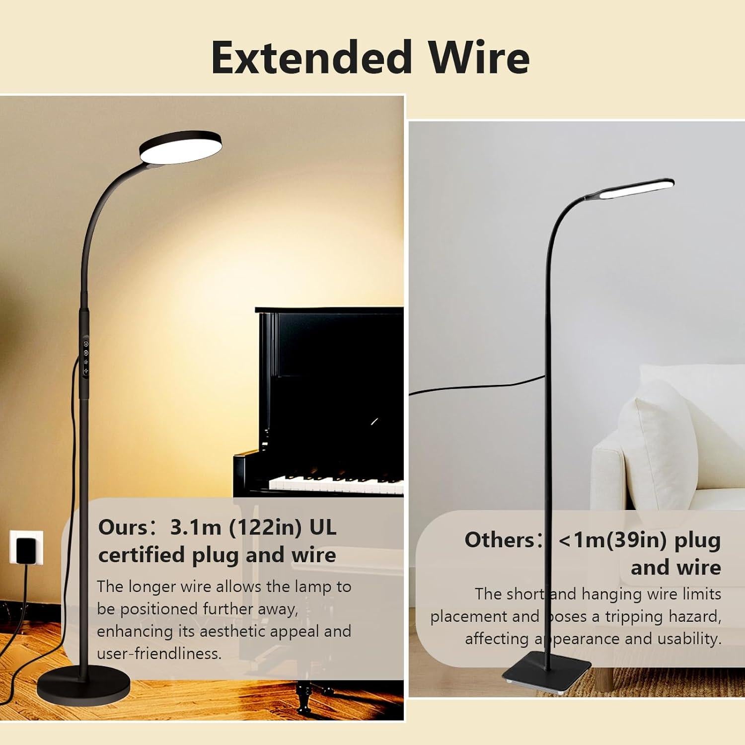 Lámpara de Terapia de Luz MirthSip 11000 Lux Ajustable Negra