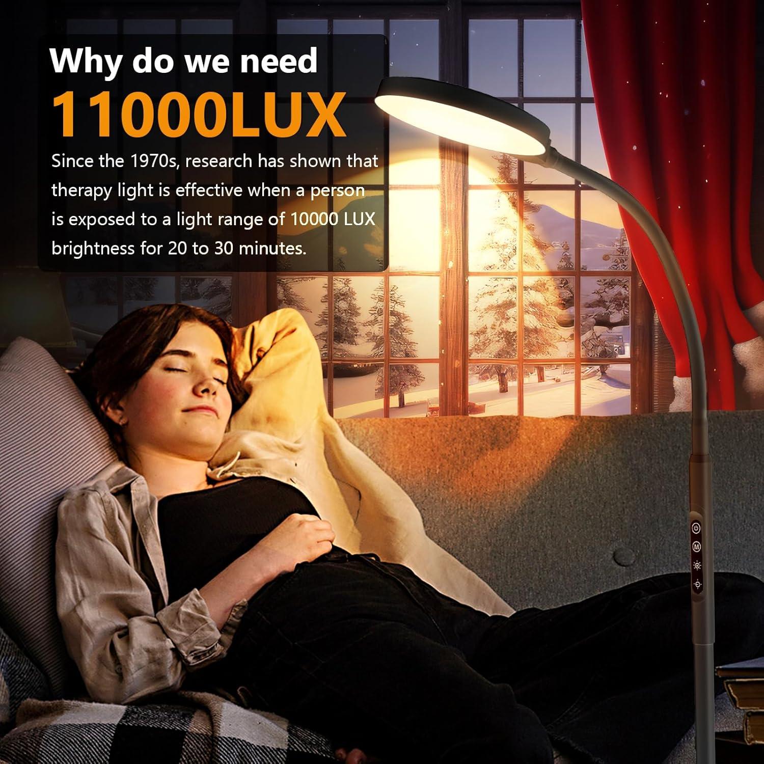 Lámpara de Terapia de Luz MirthSip 11000 Lux Ajustable Negra