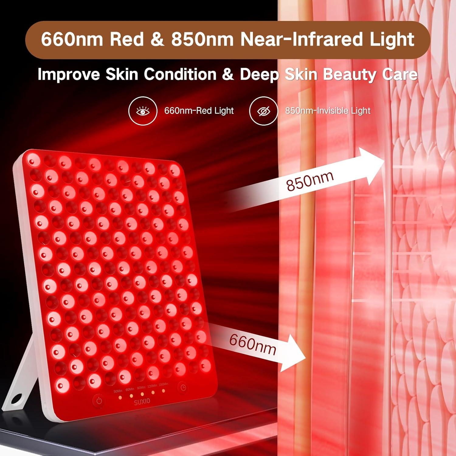 Lámpara de Terapia de Luz Roja SUXIO - 165 LED para Cara y Cuerpo