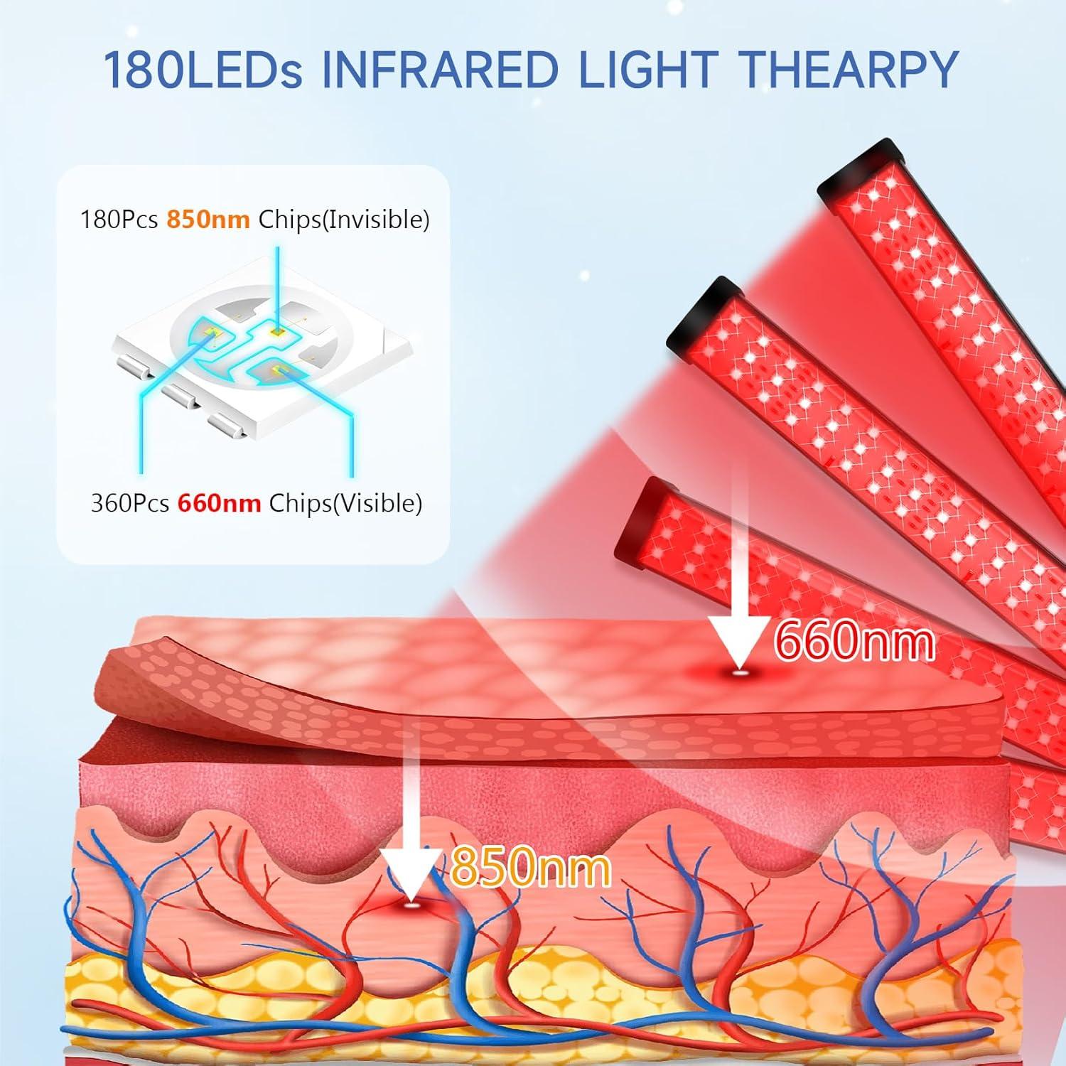 Terapia de Luz Roja Infrarroja 660nm 850nm 180LEDs con Trípode