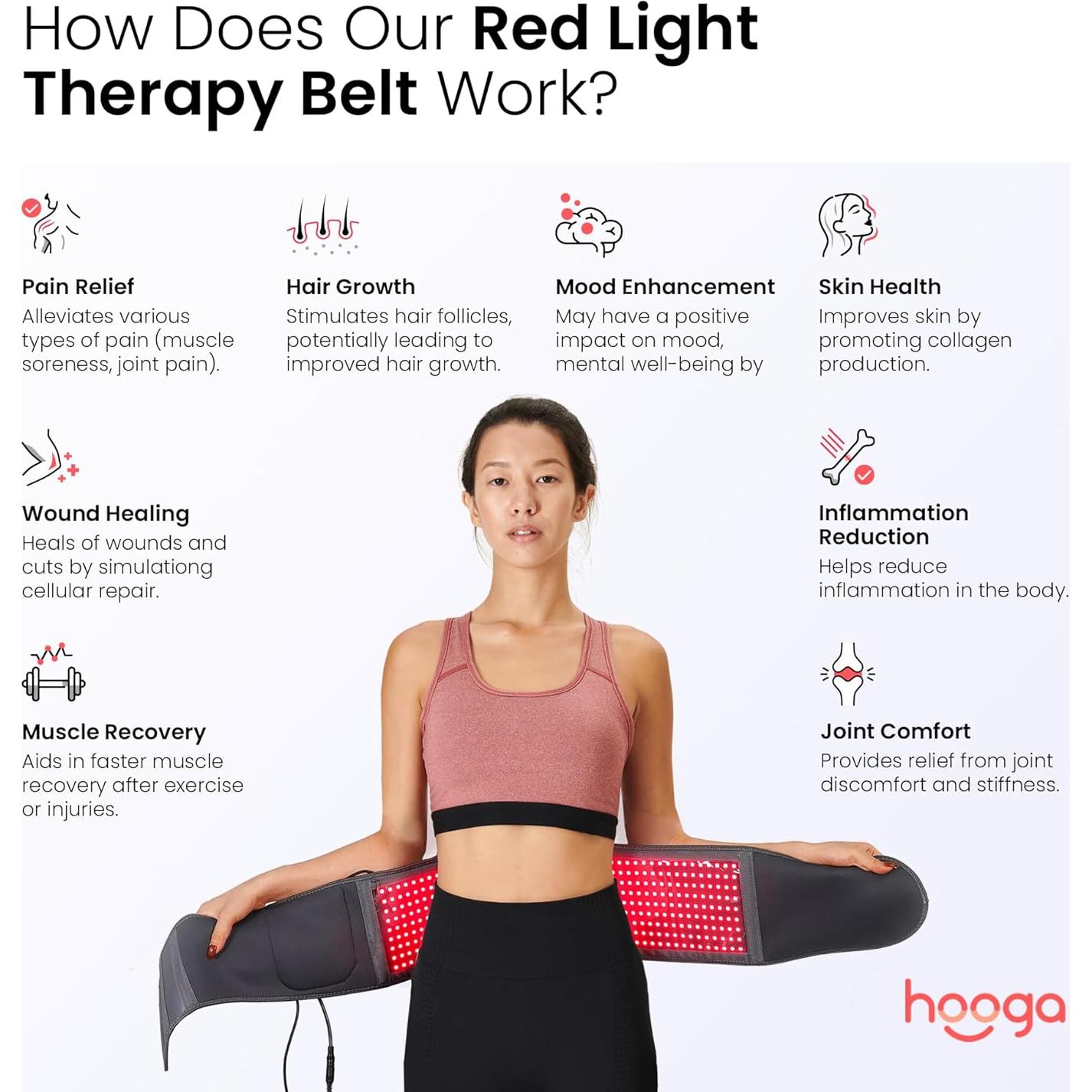 Cinturón de Terapia de Luz Roja Hooga RLT-Belt-2025 132x18cm