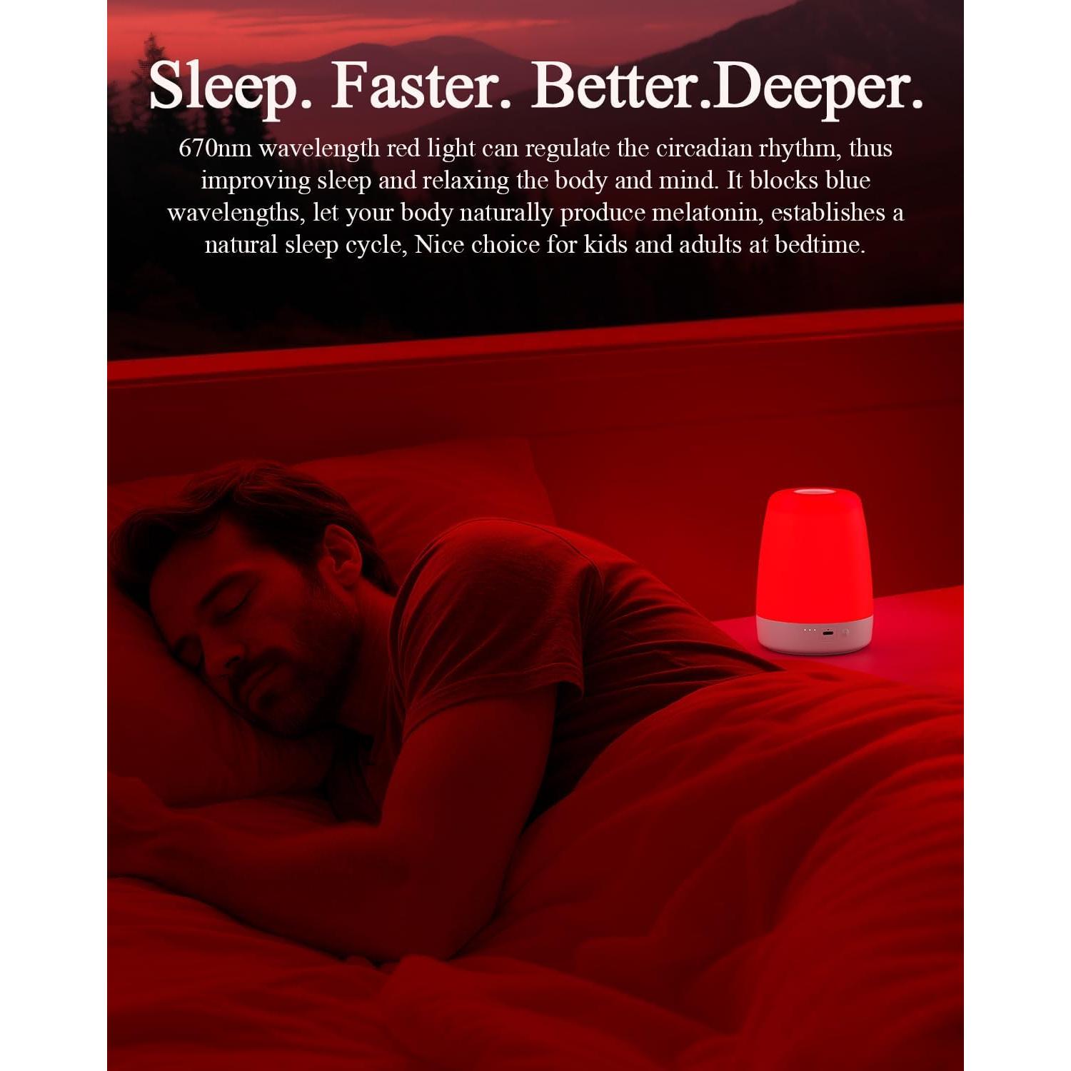 Lámpara Nocturna Roja UTK con Control Táctil y Temporizador