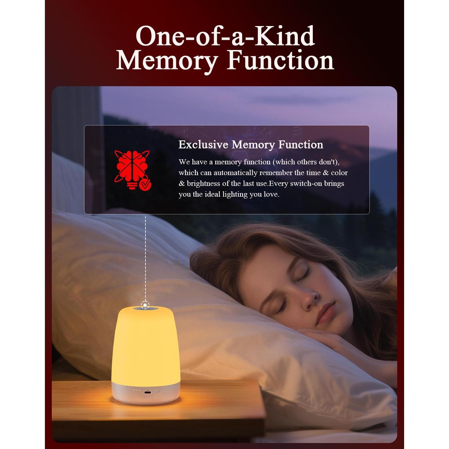 Lámpara Nocturna Roja UTK con Control Táctil y Temporizador