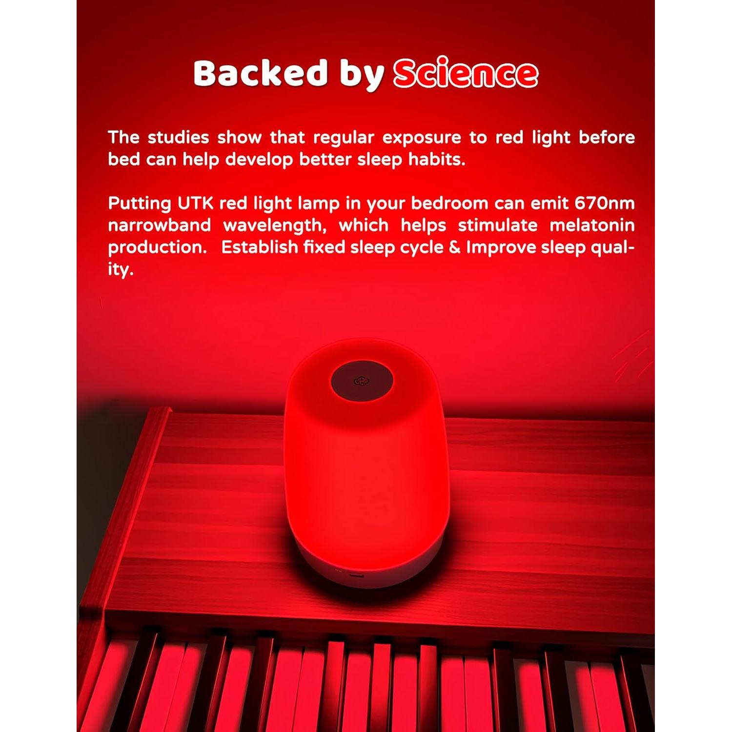 Lámpara Nocturna Roja UTK con Control Táctil y Temporizador