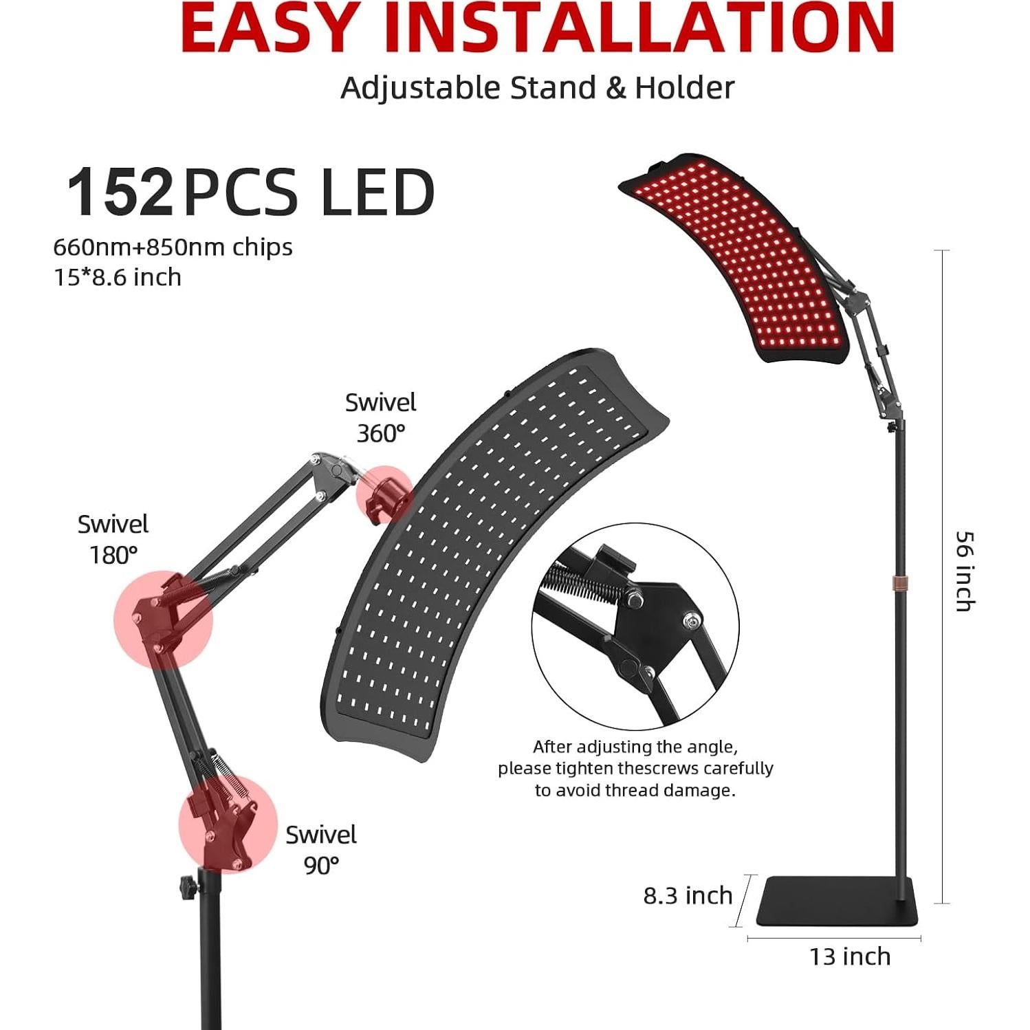 Lámpara de Terapia de Luz Roja Veefy 4-en-1 660nm y 850nm