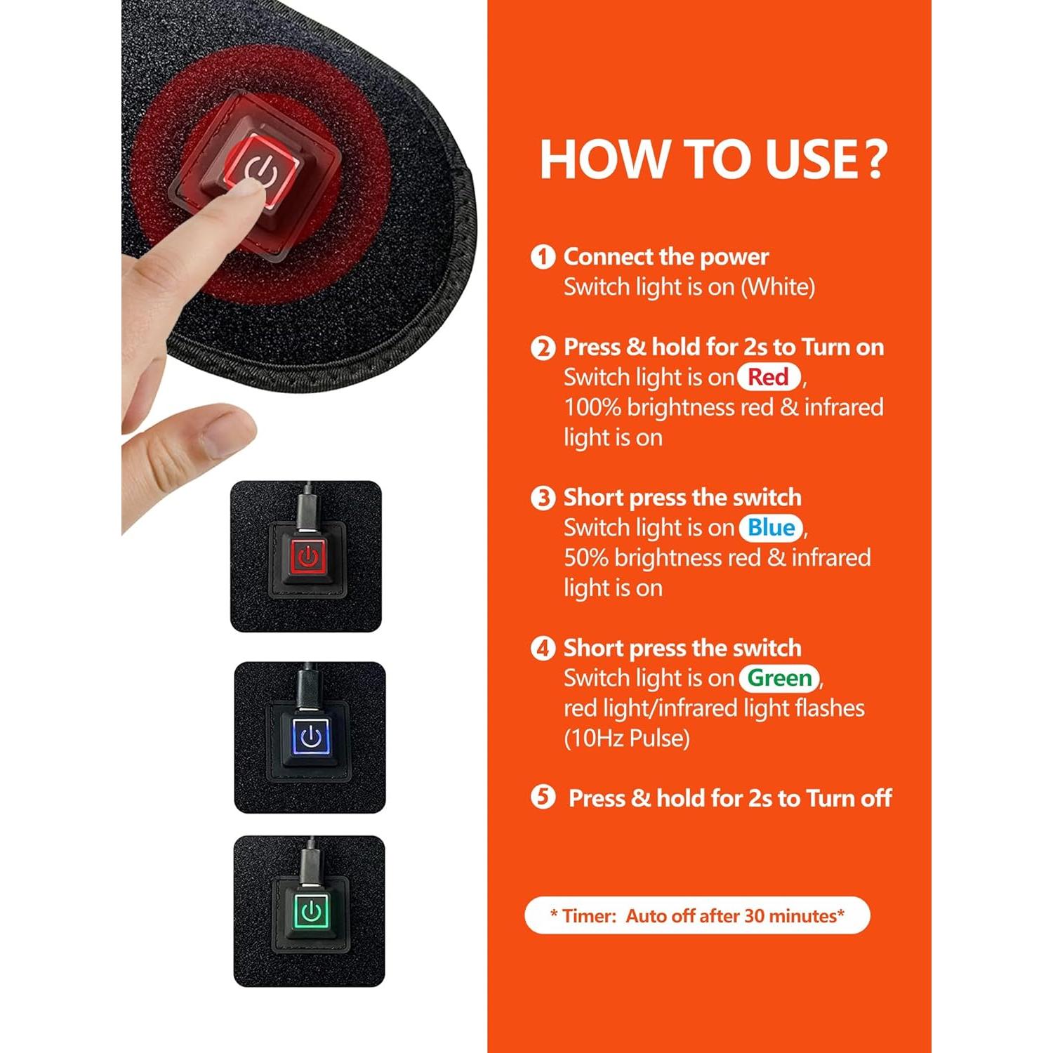 Cinta de Terapia de Luz Roja e Infrarroja Xiamen RLT-48 para Alivio del Dolor