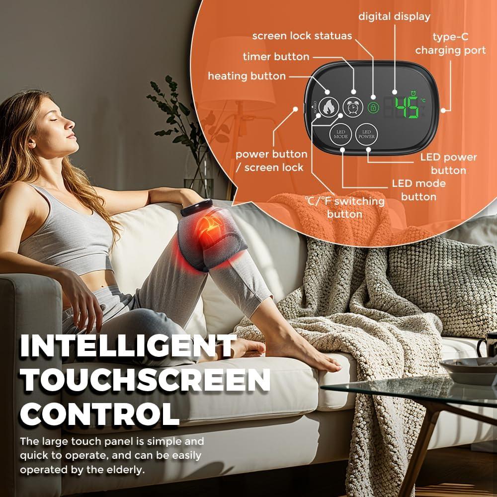 Masajeador de Rodilla Inalámbrico OVIMAZ con Calor y Luz Roja