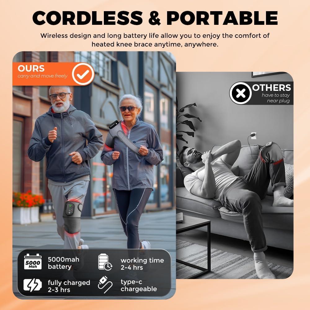 Masajeador de Rodilla Inalámbrico OVIMAZ con Calor y Luz Roja