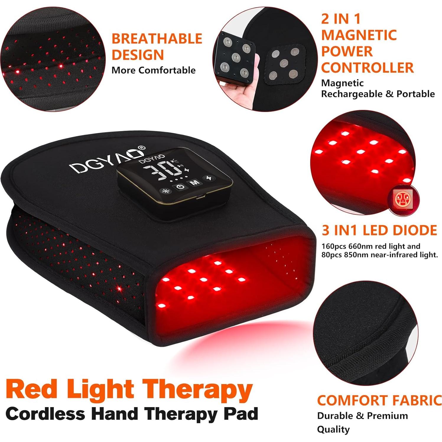 Guante Terapia Luz Roja TUOB Inalámbrico 4000mAh Alivio Dolor