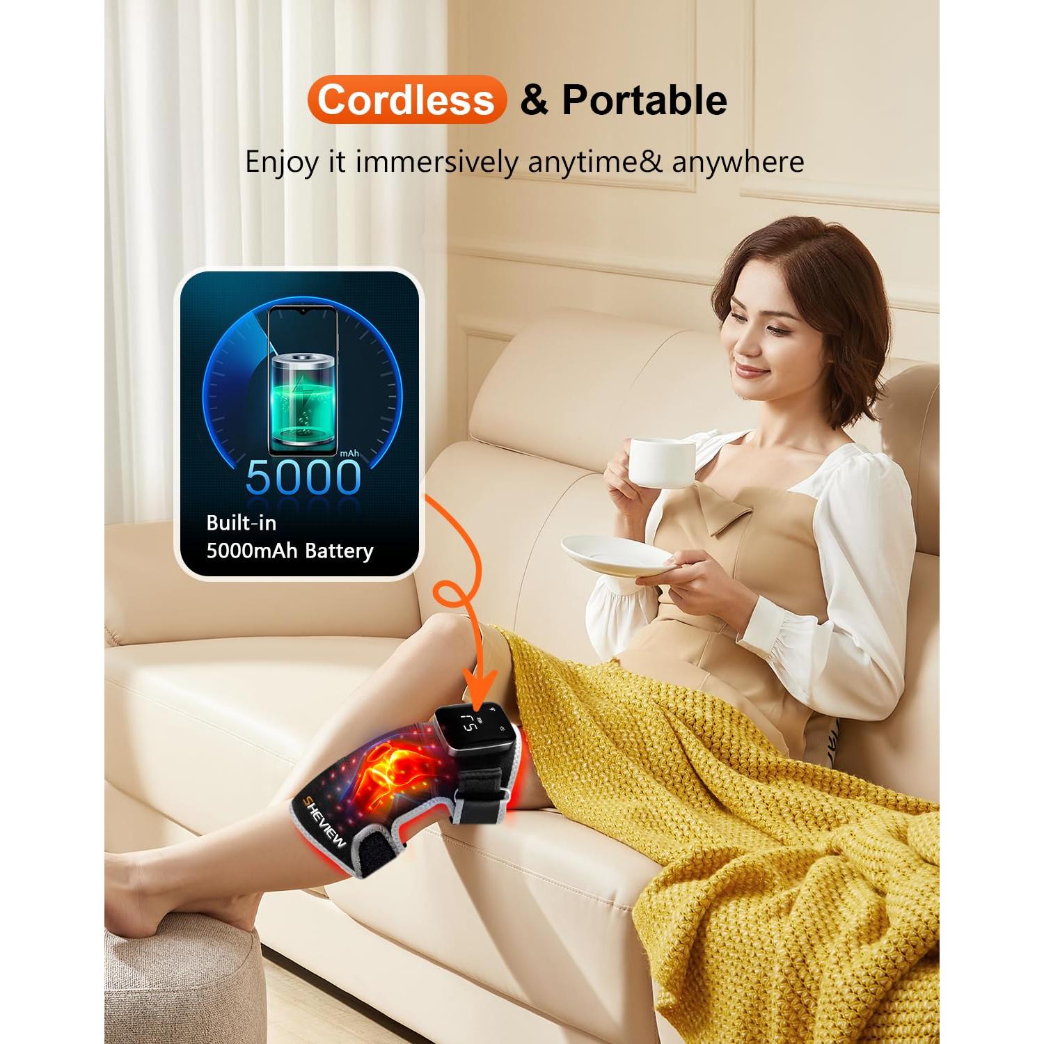 Férula de Rodilla Inalámbrica SHEVIEW con Luz Roja 72 LED 5000mAh