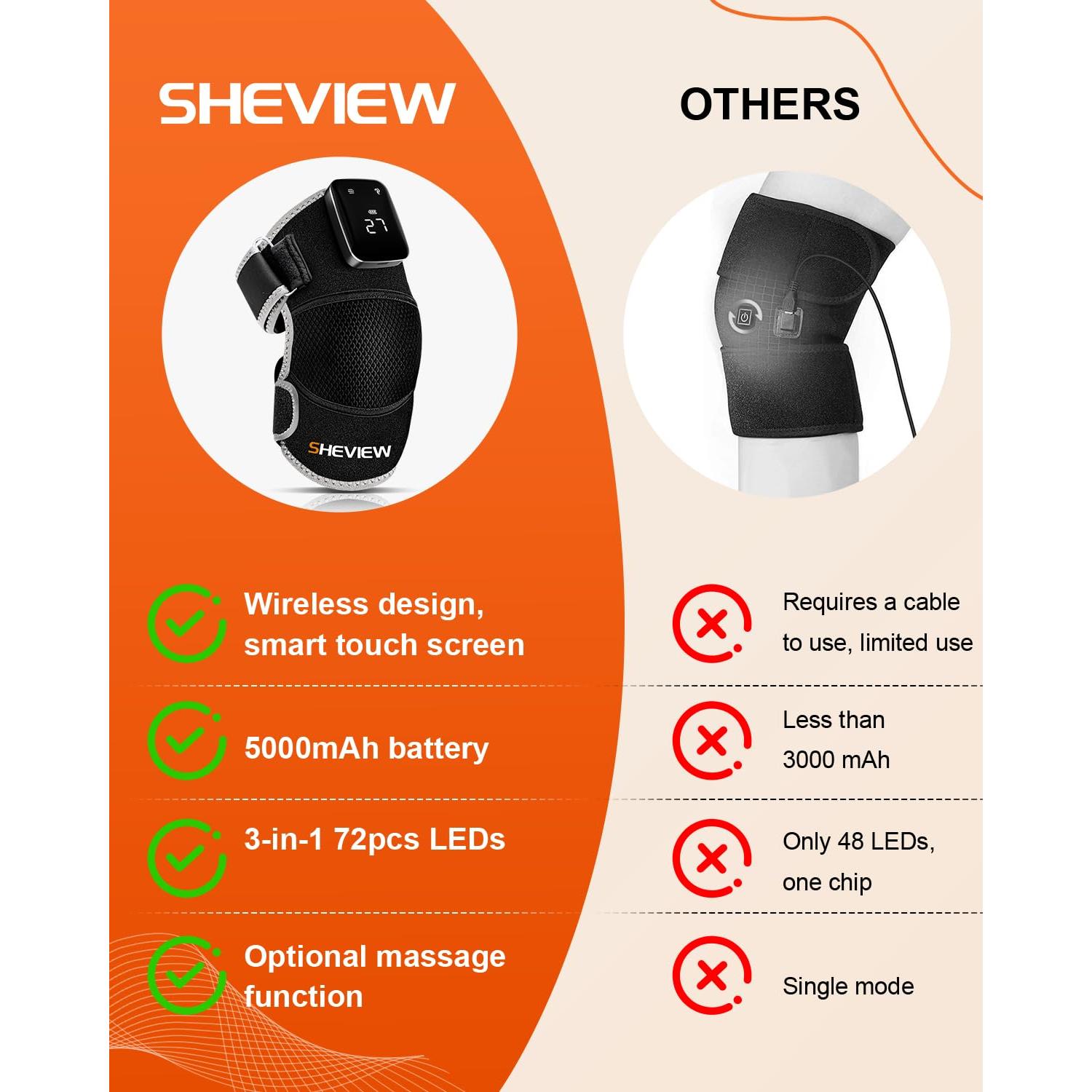 Férula de Rodilla Inalámbrica SHEVIEW con Luz Roja 72 LED 5000mAh