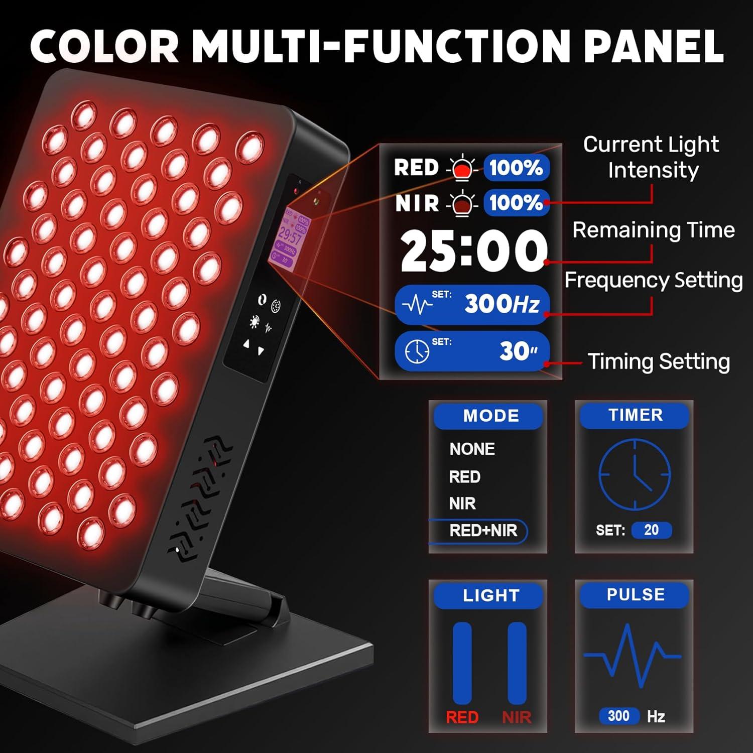 Panel de Terapia de Luz Roja IKONIW 70 LEDs 350W Ajustable