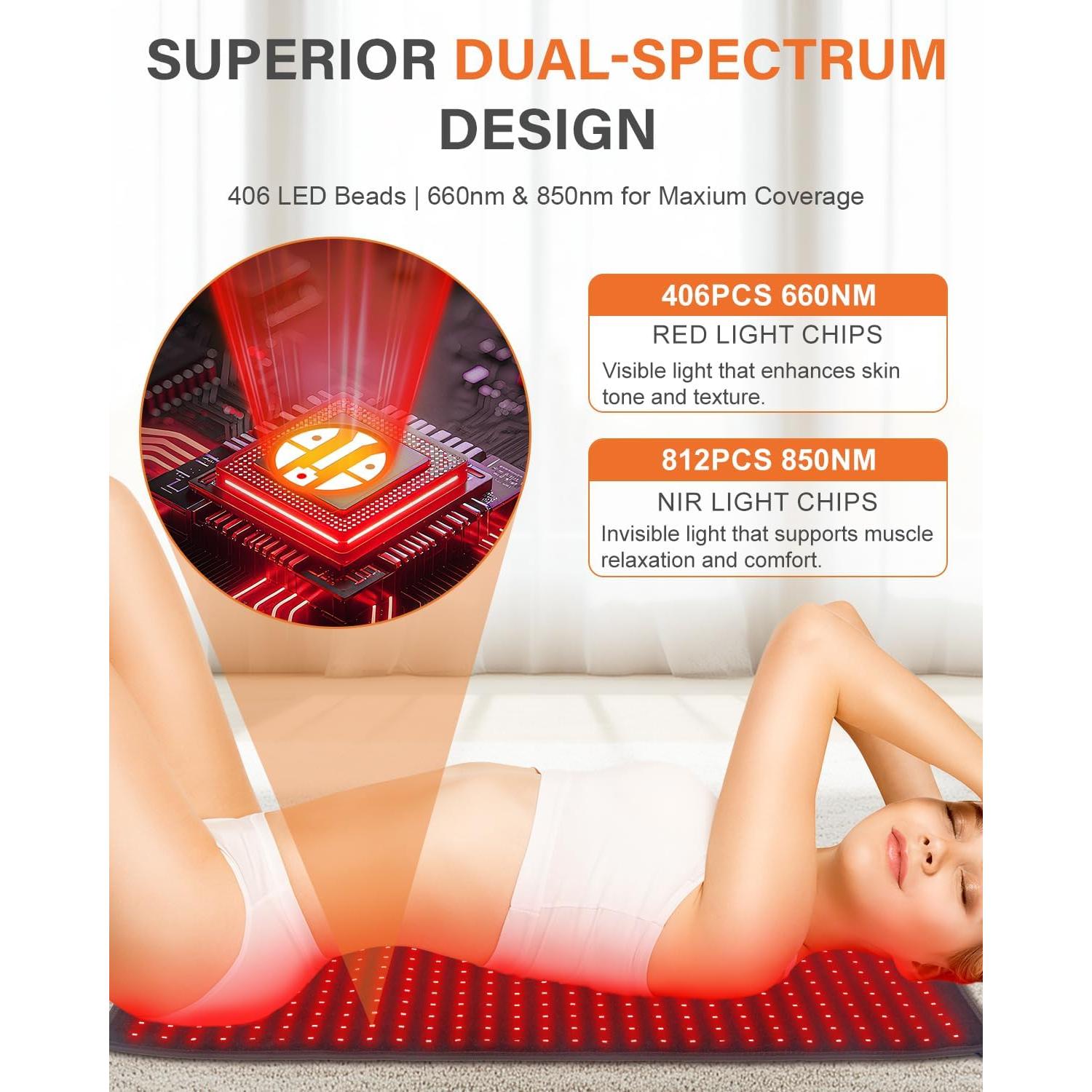 Alfombrilla de Terapia de Luz Roja Rikimxin 87.2x40.4cm 406 LEDs