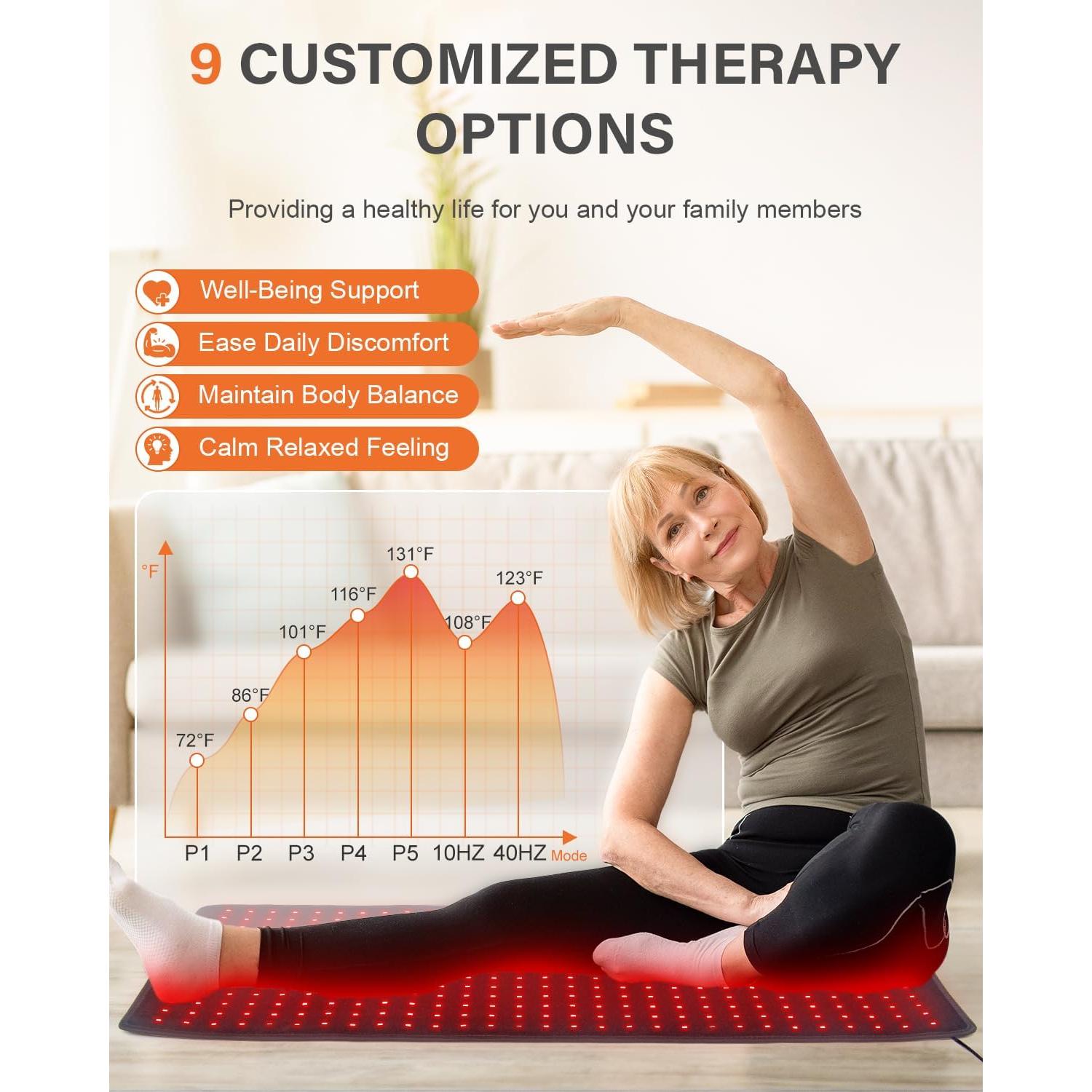 Alfombrilla de Terapia de Luz Roja Rikimxin 87.2x40.4cm 406 LEDs