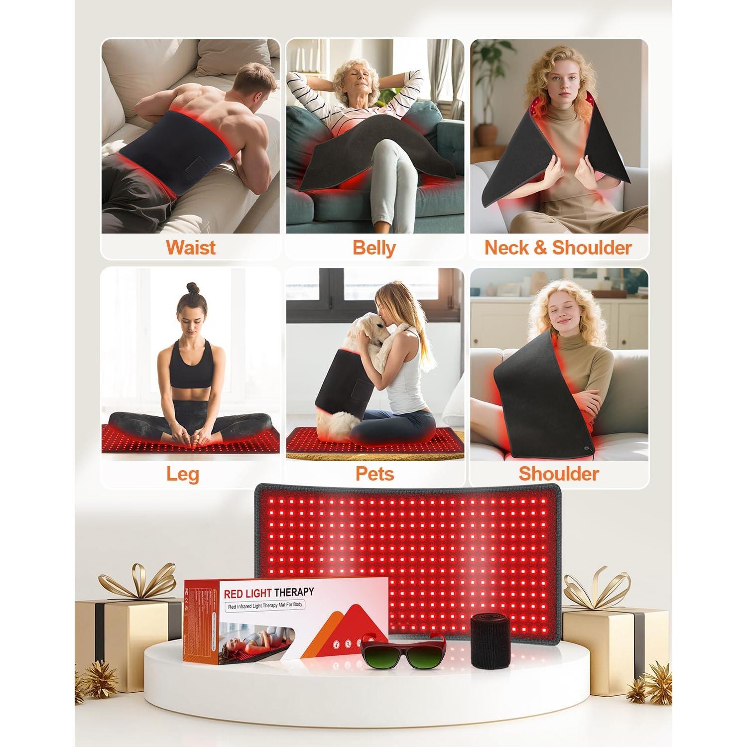 Alfombrilla de Terapia de Luz Roja Rikimxin 87.2x40.4cm 406 LEDs