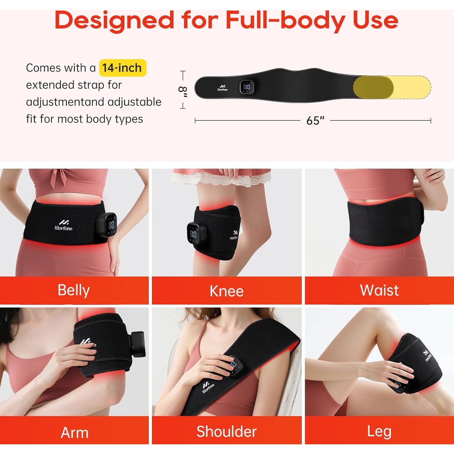 Cinturón de Terapia de Luz Roja Morfone, Inalámbrico 660nm/850nm