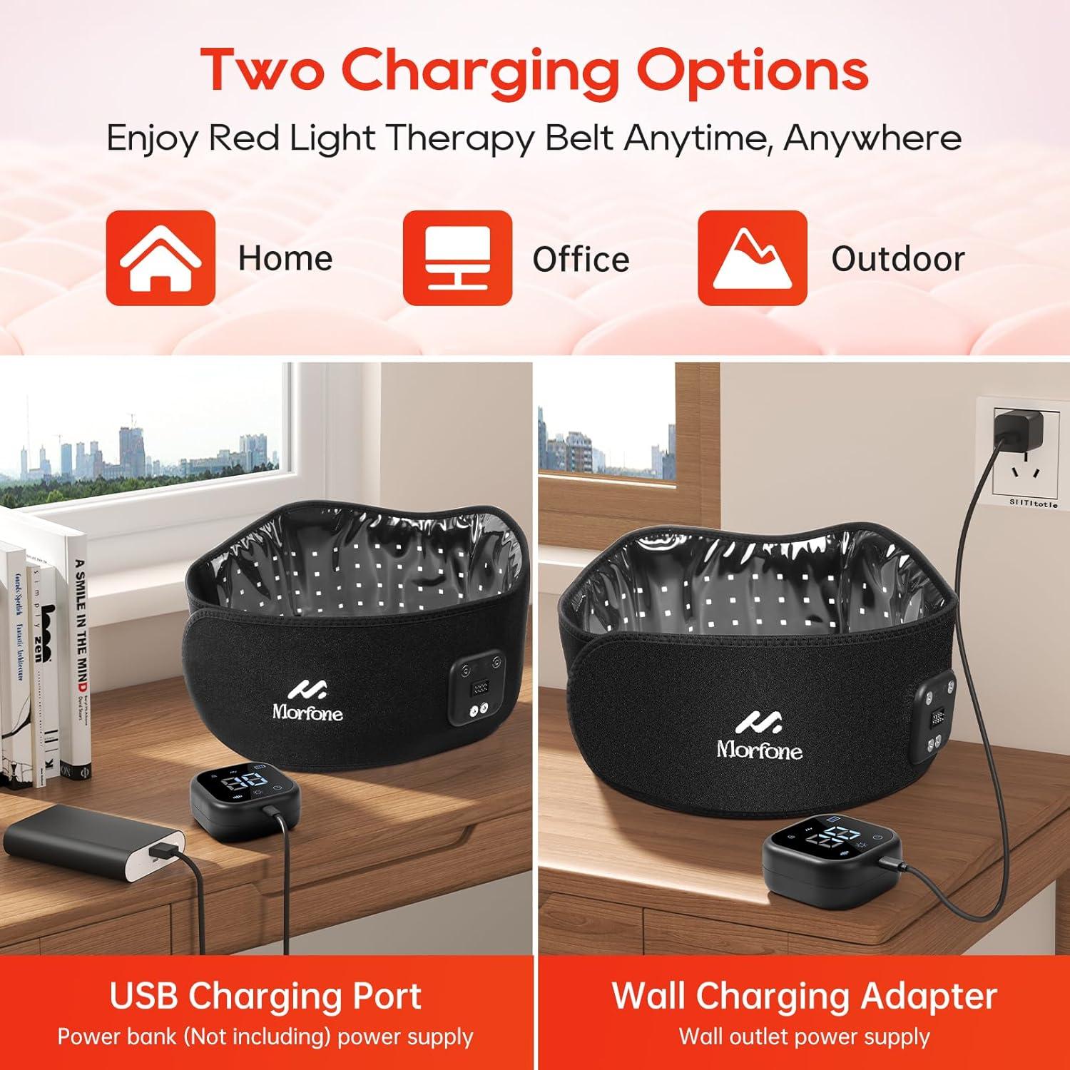 Cinturón de Terapia de Luz Roja Morfone, Inalámbrico 660nm/850nm