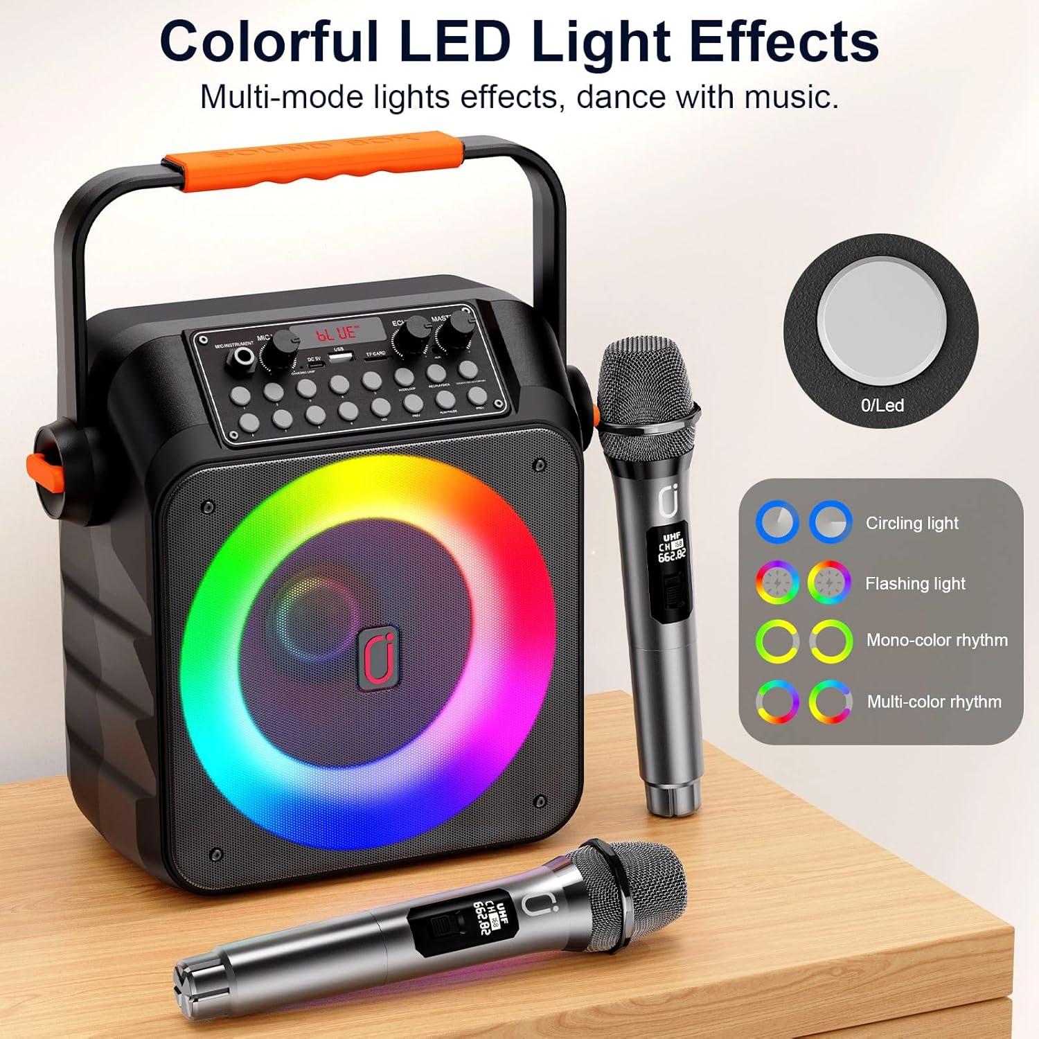 Máquina de Karaoke HWWR T21-T con 2 Micrófonos Inalámbricos