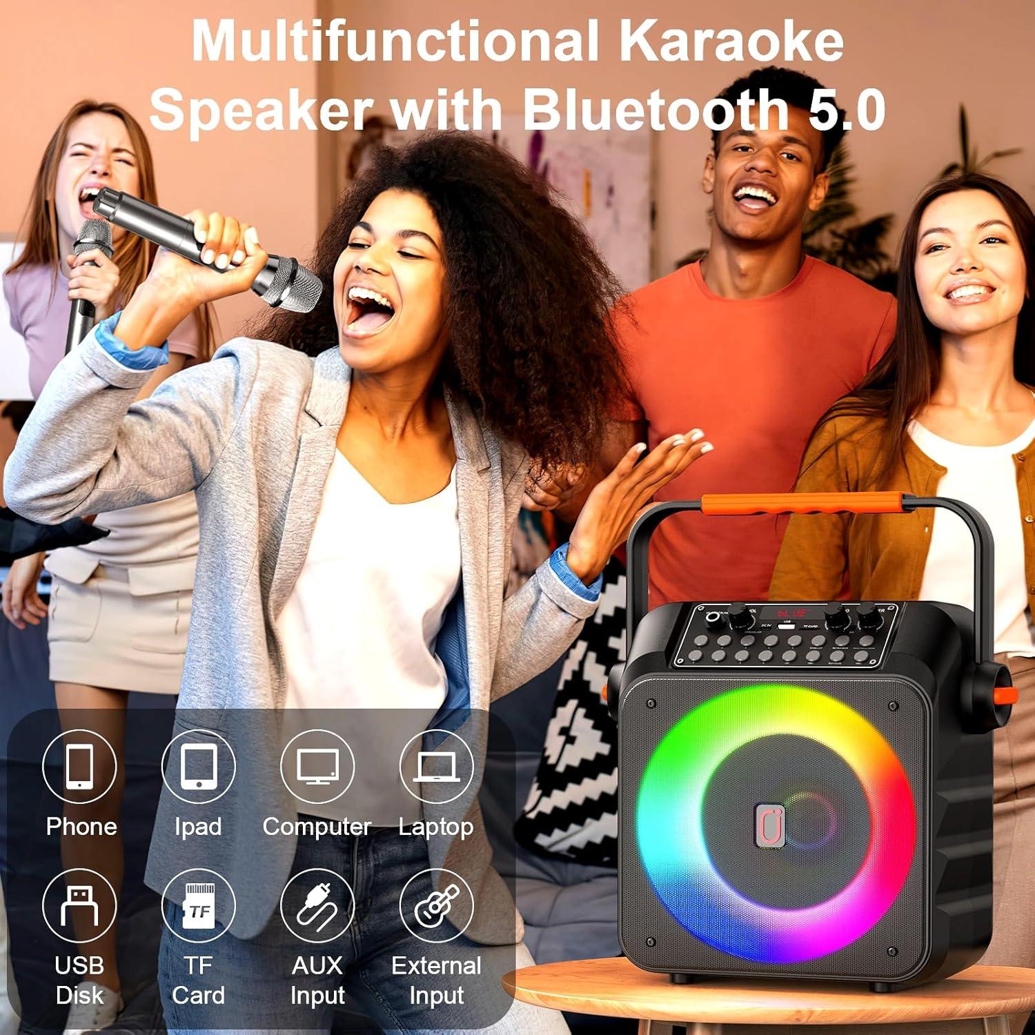 Máquina de Karaoke HWWR T21-T con 2 Micrófonos Inalámbricos
