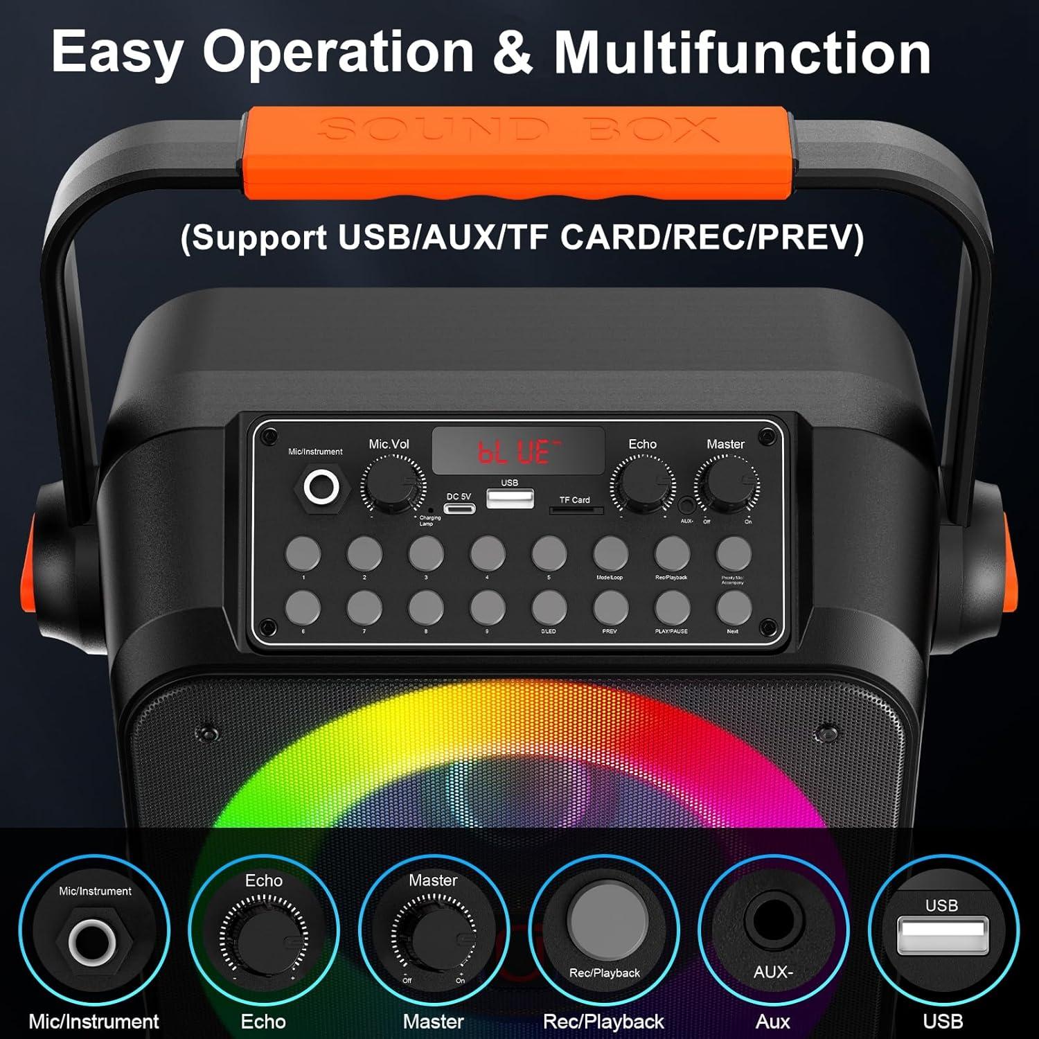 Máquina de Karaoke HWWR T21-T con 2 Micrófonos Inalámbricos